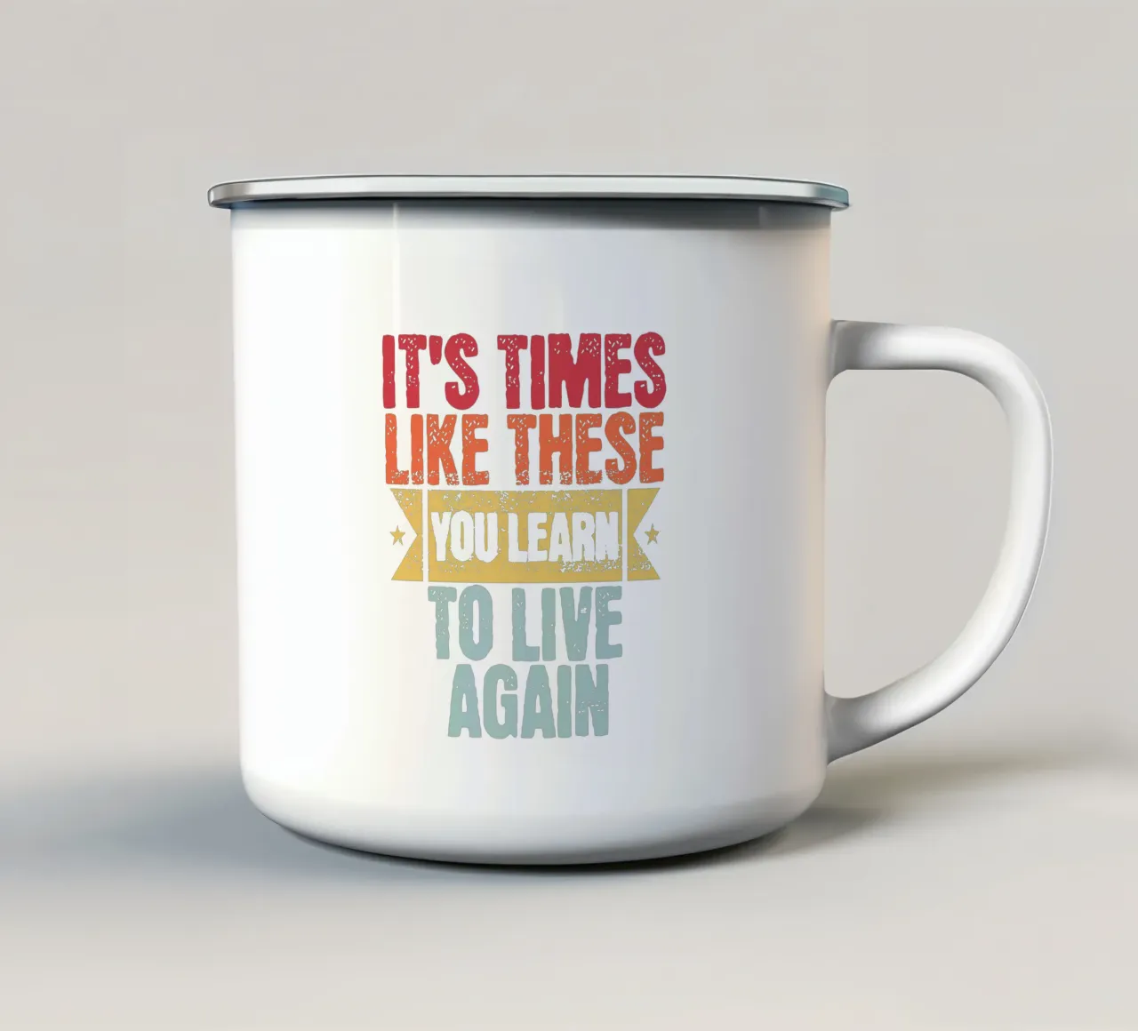 Tiempos como estos taza de esmalte de Gunawan Rb