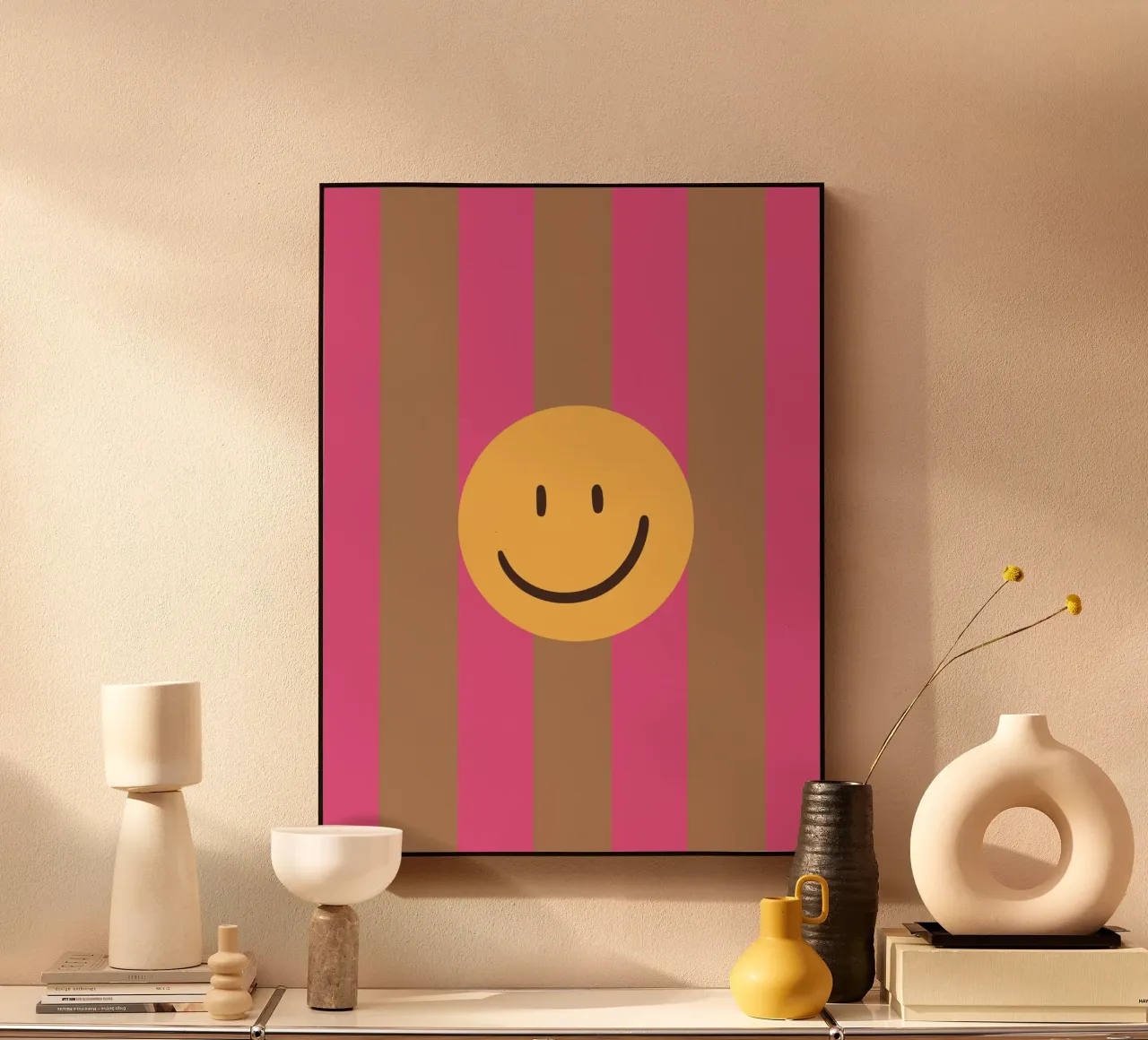 Pink-brown stripes | Smiley | Smile Acryl-Glas von HummelBär