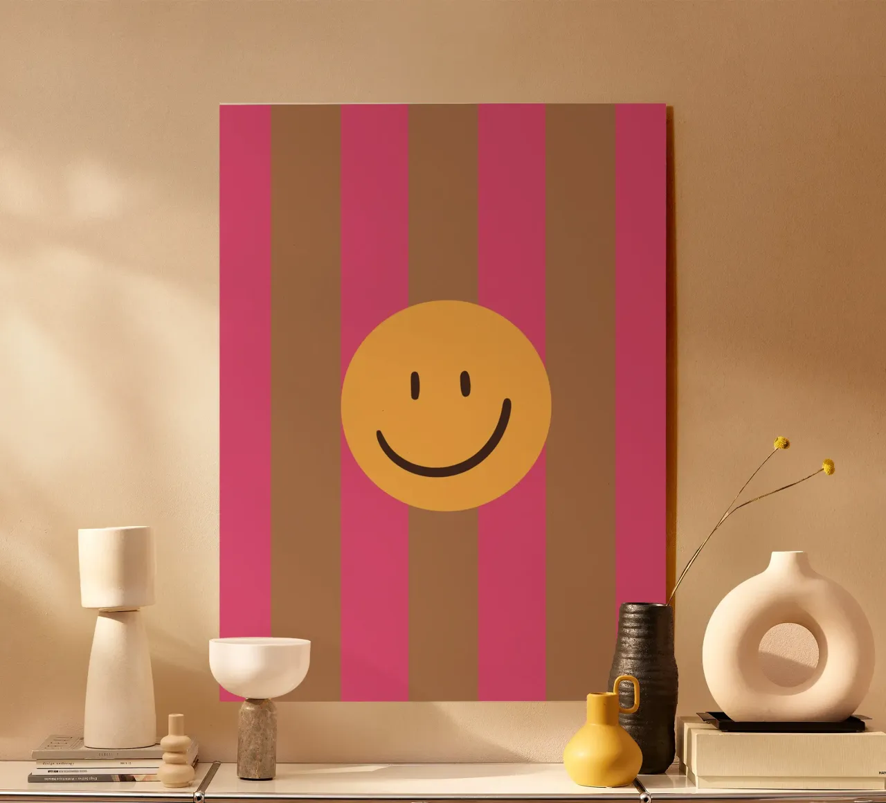 Pink-brown stripes | Smiley | Smile Acryl-Glas von HummelBär