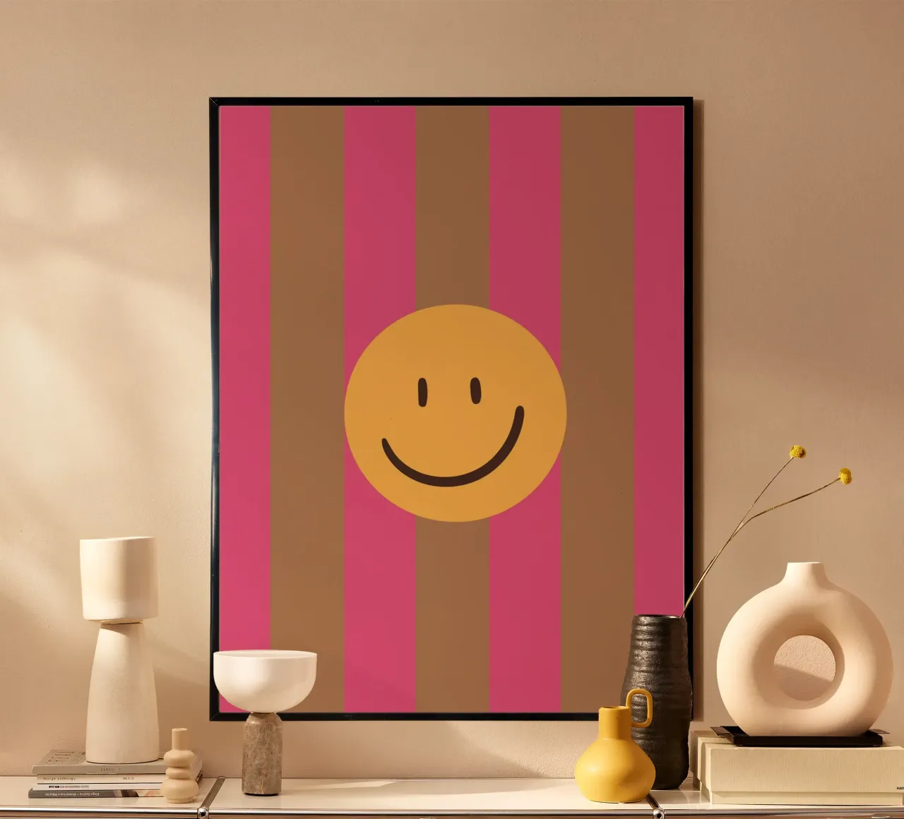 Pink-brown stripes | Smiley | Smile poster by HummelBär