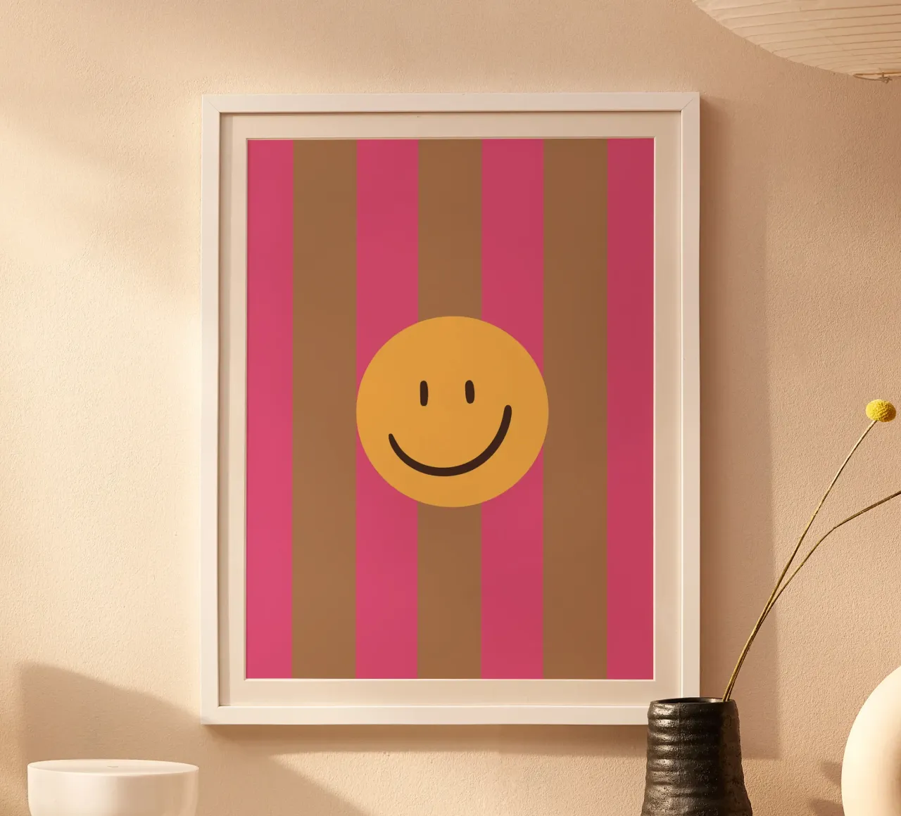Pink-brown stripes | Smiley | Smile poster by HummelBär