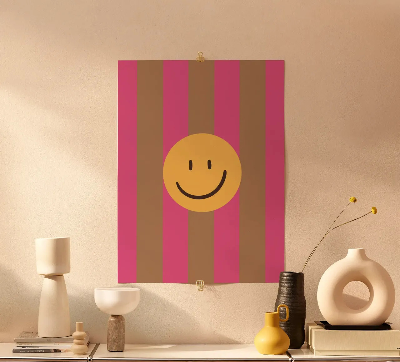 Pink-brown stripes | Smiley | Smile poster by HummelBär