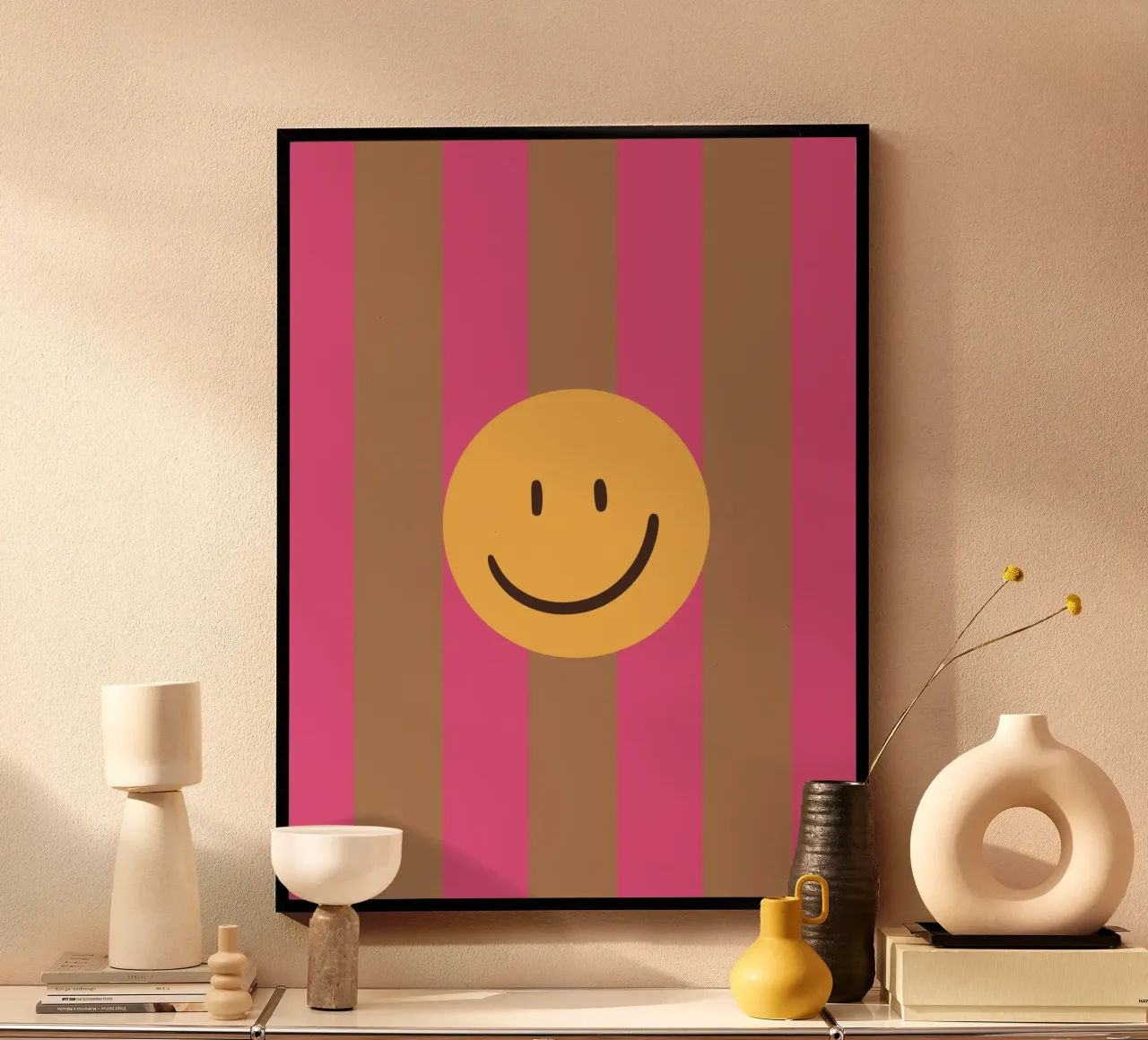 Pink-brown stripes | Smiley | Smile poster by HummelBär