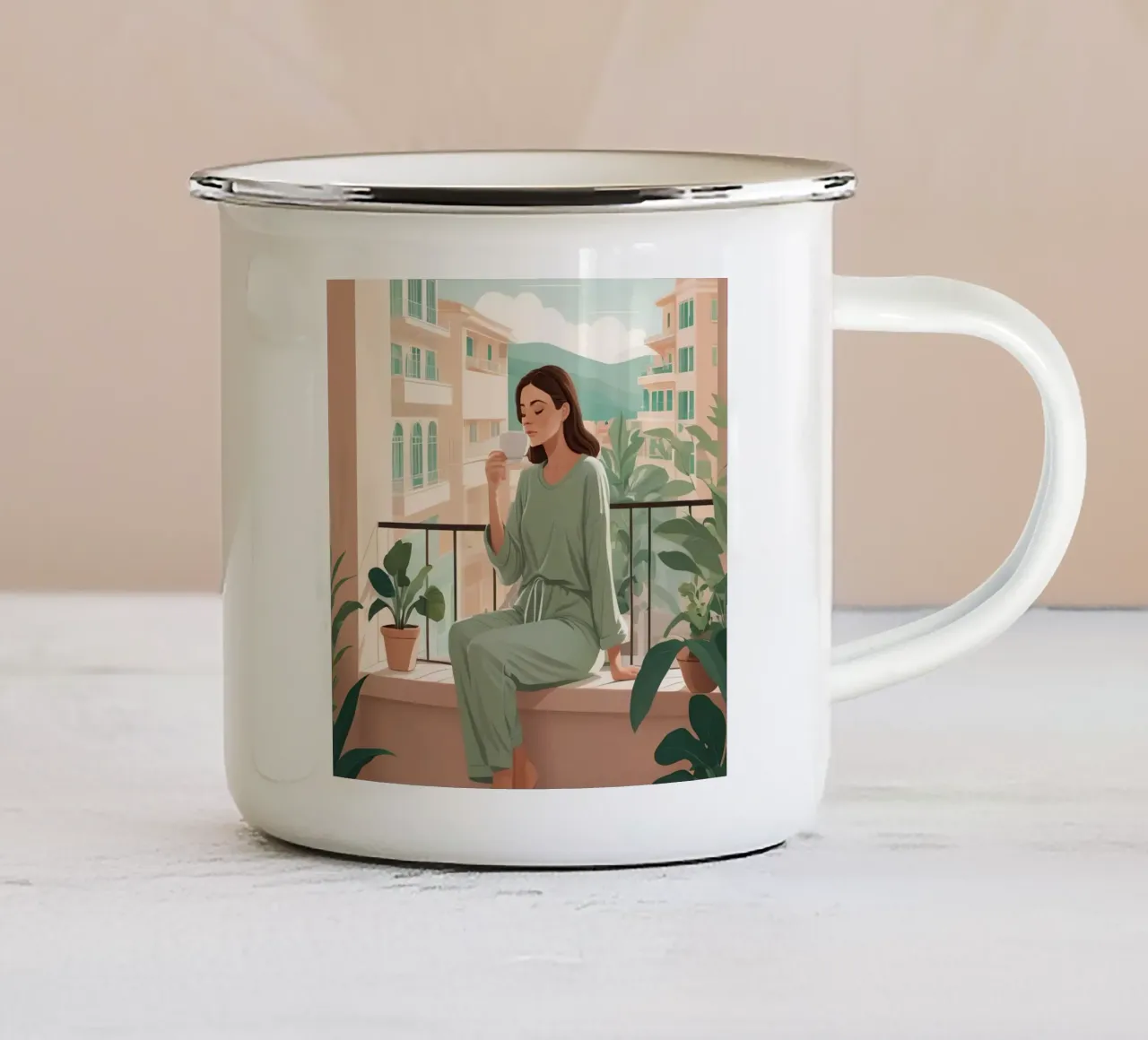 Brezza del balcone tazza in smalto da Maison Solis