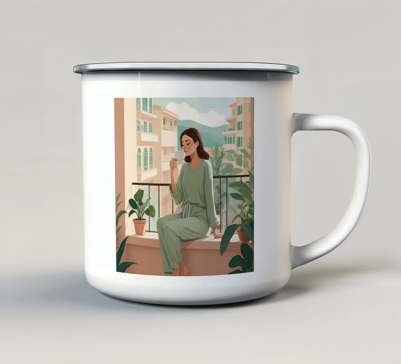 Brezza del balcone tazza in smalto da Maison Solis