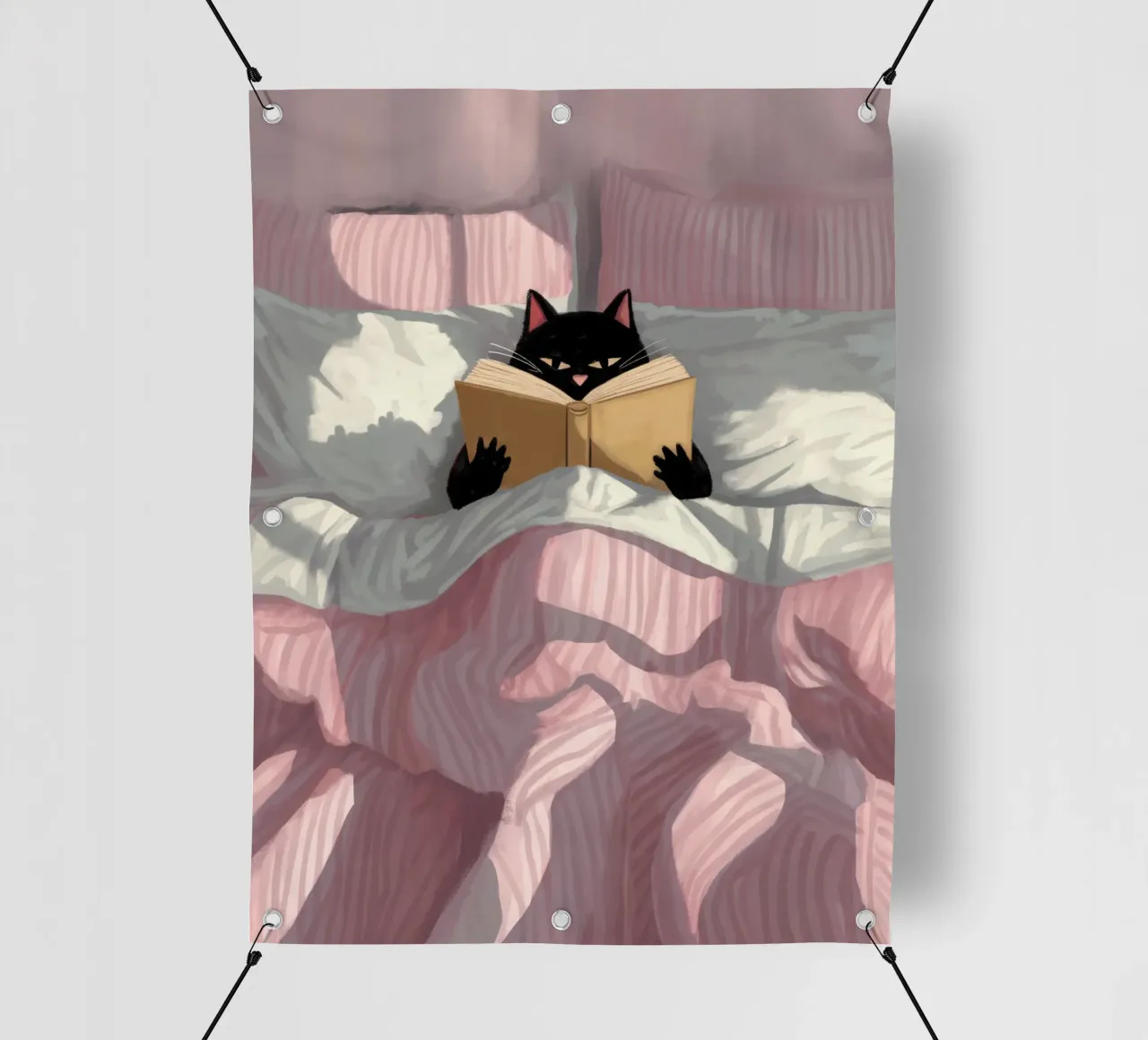 Chat noir lecteur - Atmosfera accogliente, cocooning telo in pvc da Plain Thoughts