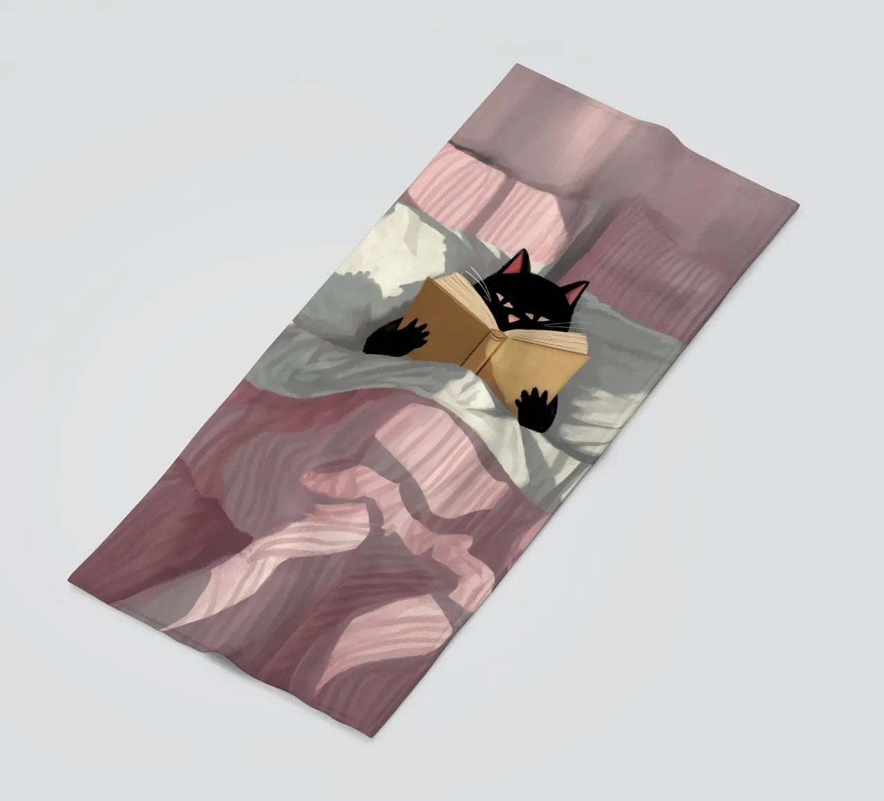 Chat noir lecteur - Atmosfera accogliente, cocooning telo mare da Plain Thoughts