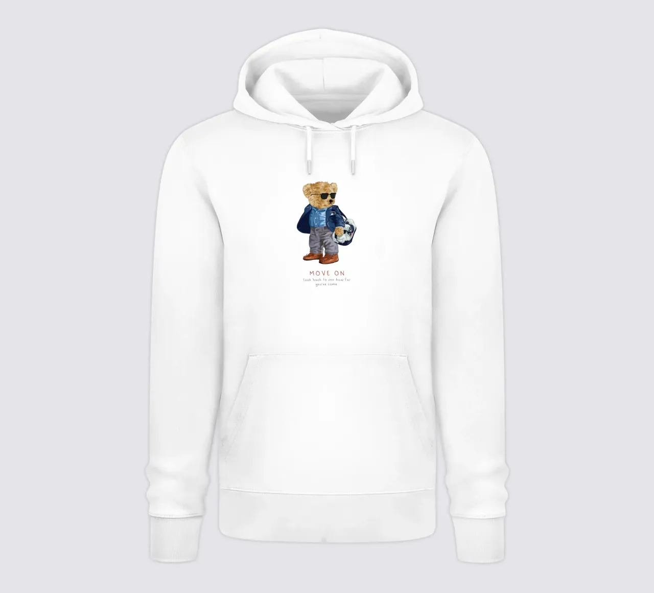 Move On Bär - guardare indietro per vedere quanta strada è stata fatta felpa con cappuccio da Bear Tees