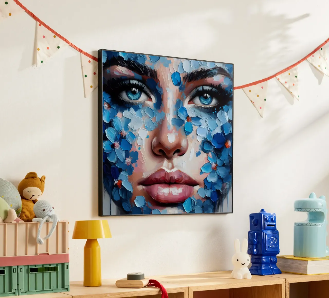 RITRATTO A PETALI BLU alluminio dibond da ARTOMATIC
