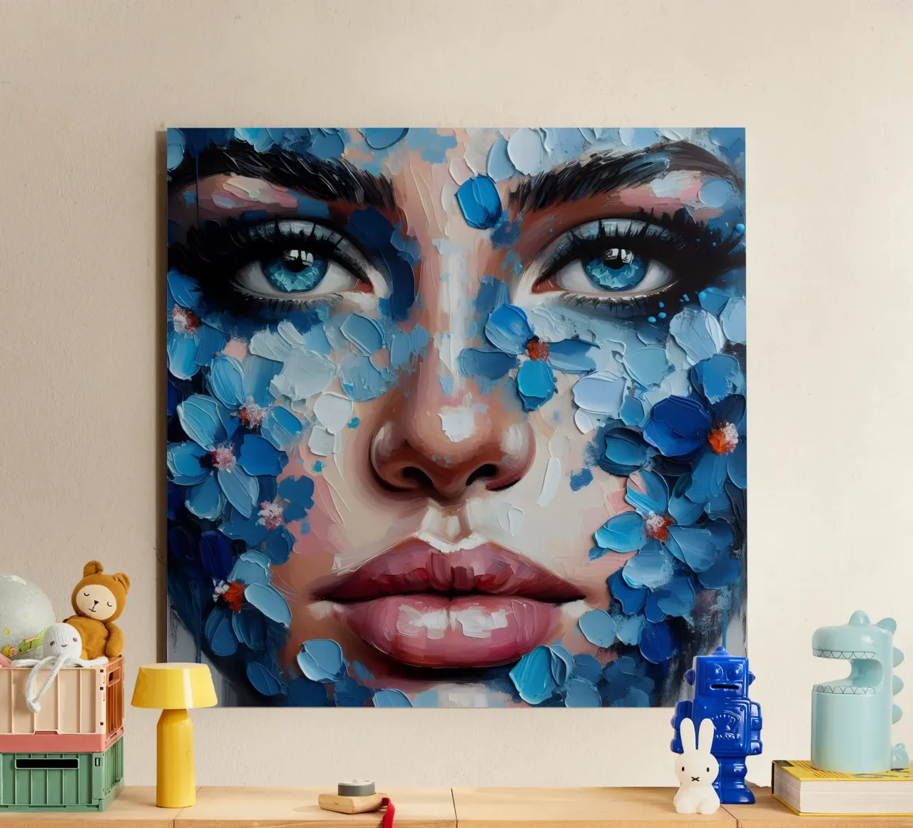 RITRATTO A PETALI BLU alluminio dibond da ARTOMATIC