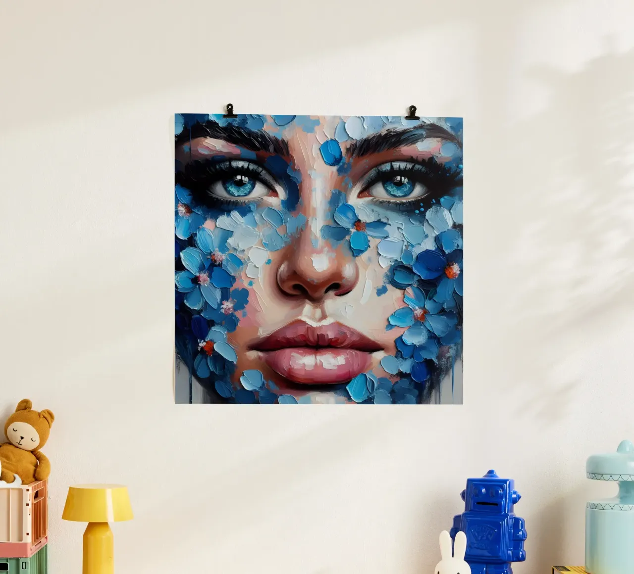 RITRATTO A PETALI BLU poster da ARTOMATIC