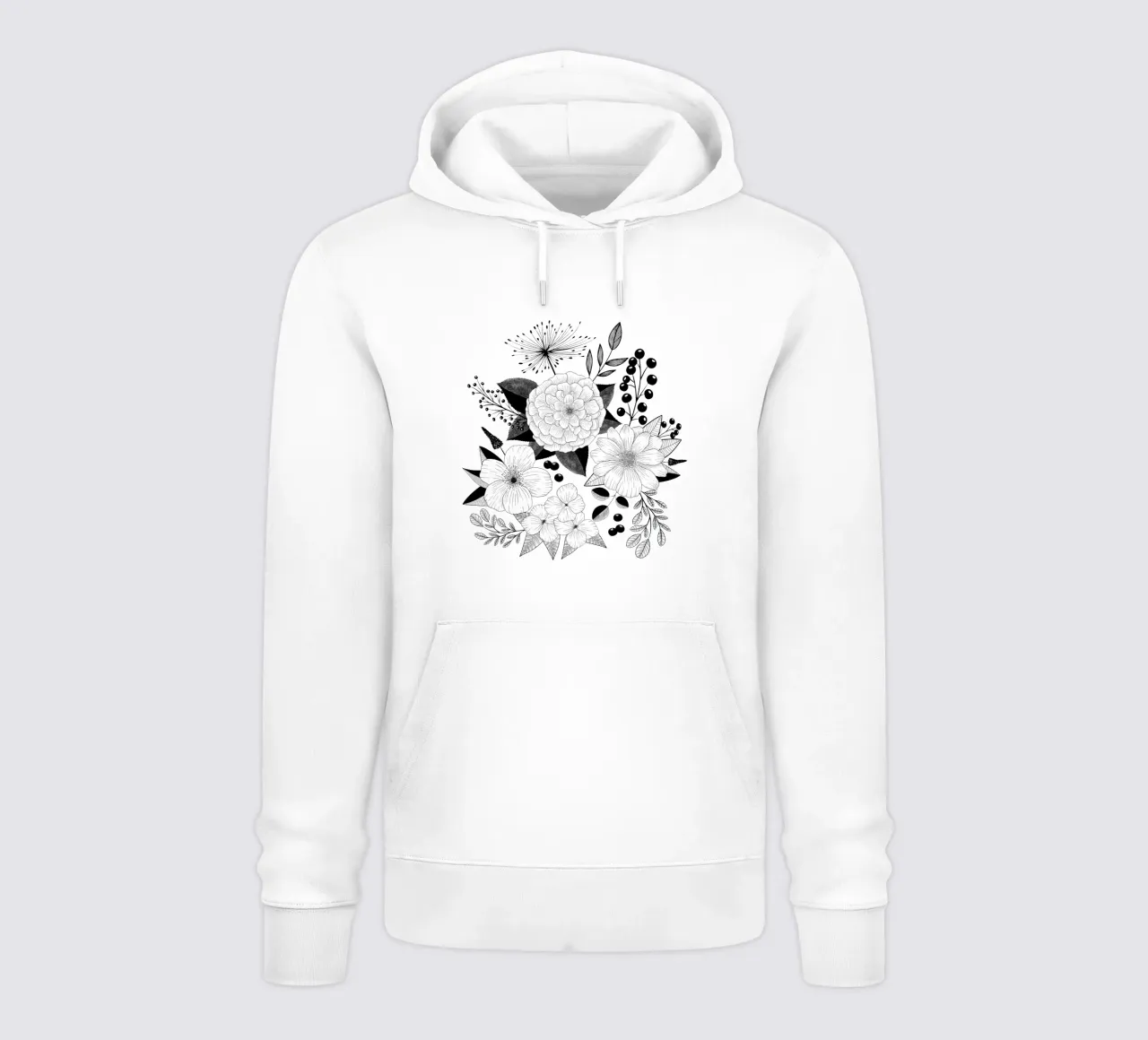 Fiori line art. Bianco e nero. Sfondo strutturato. felpa con cappuccio da CalliLetters