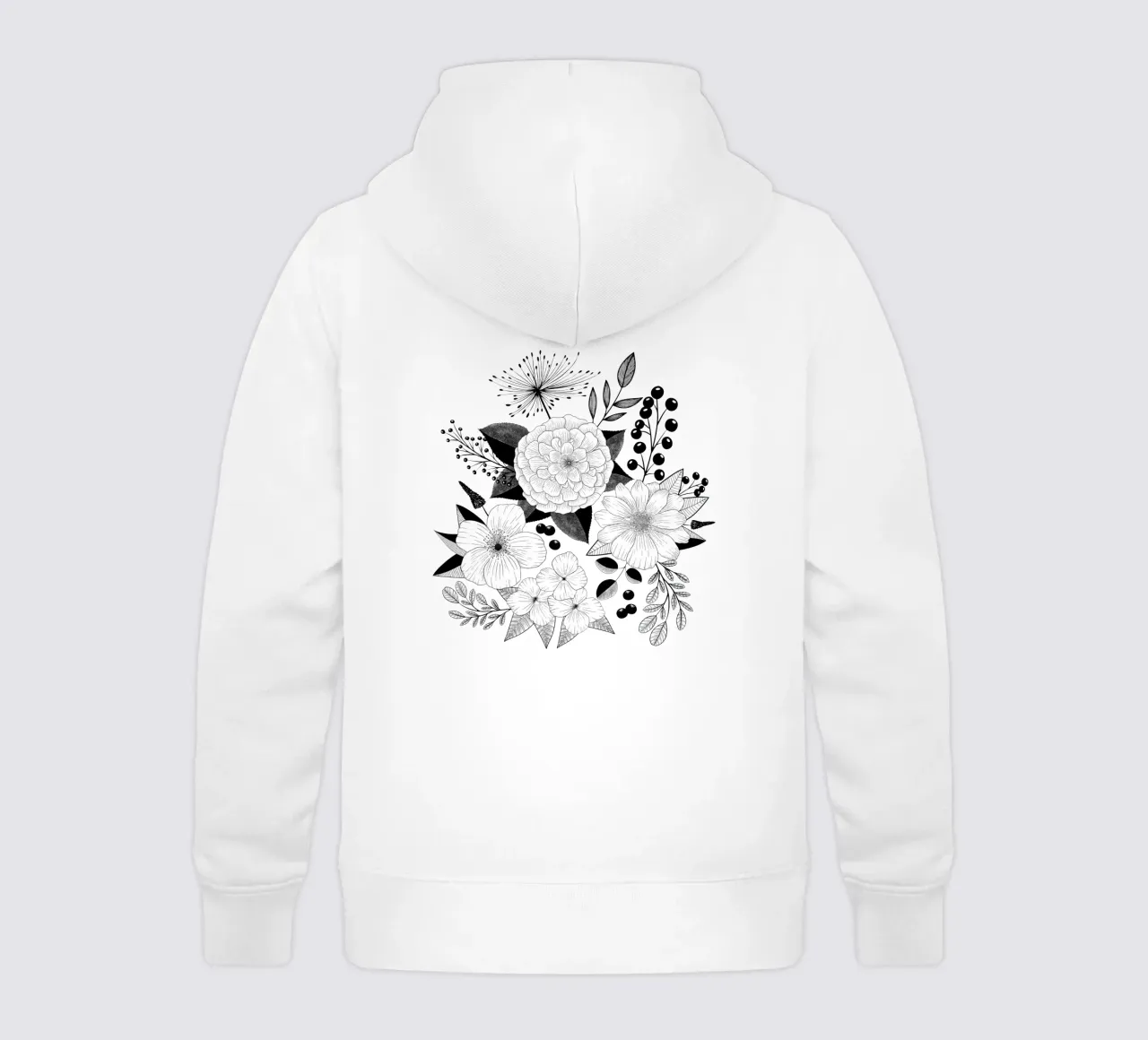 Fiori line art. Bianco e nero. Sfondo strutturato. felpa bambino con cappuccio da CalliLetters