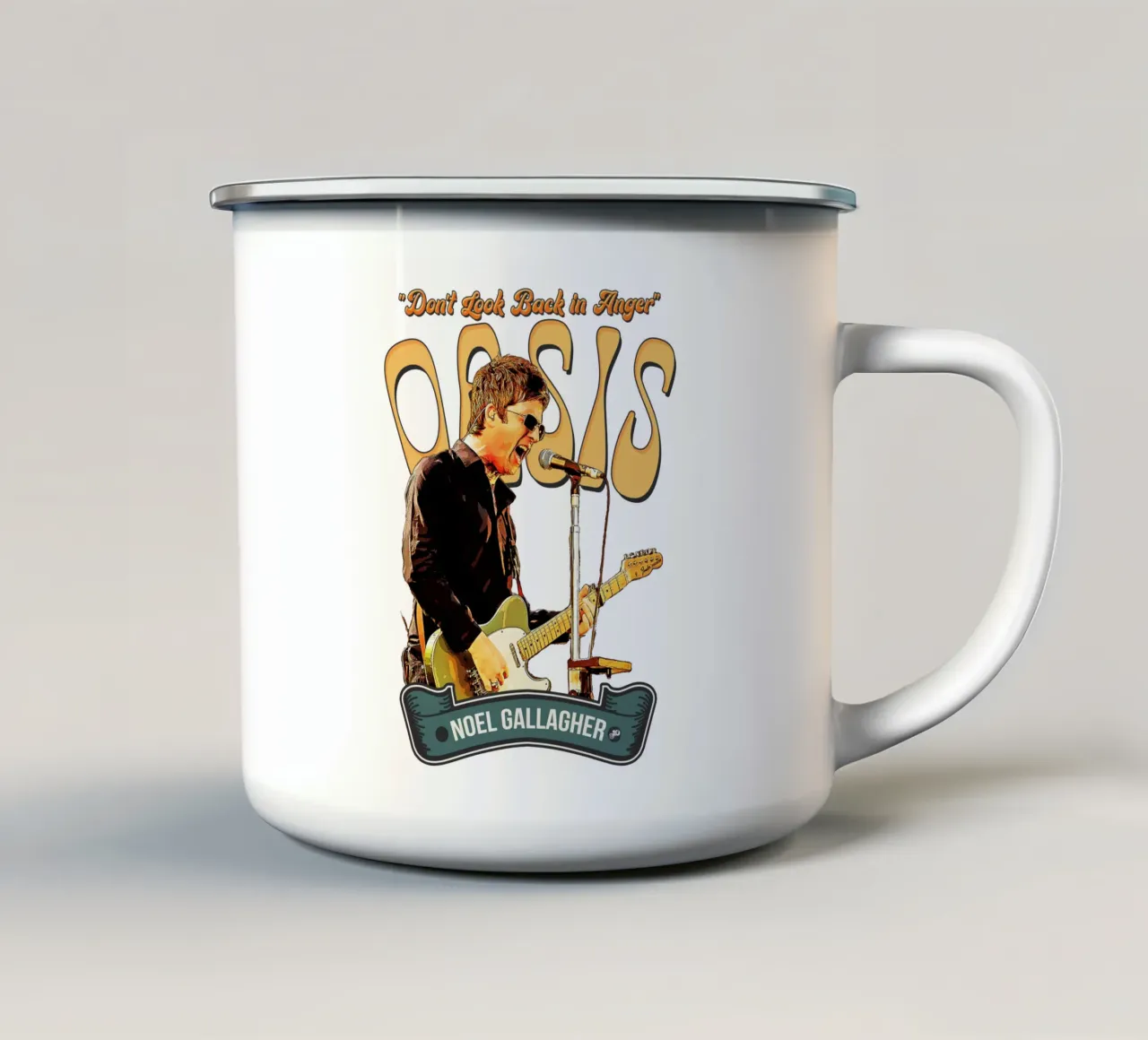 Non guardate indietro con rabbia tazza in smalto da Gunawan Rb