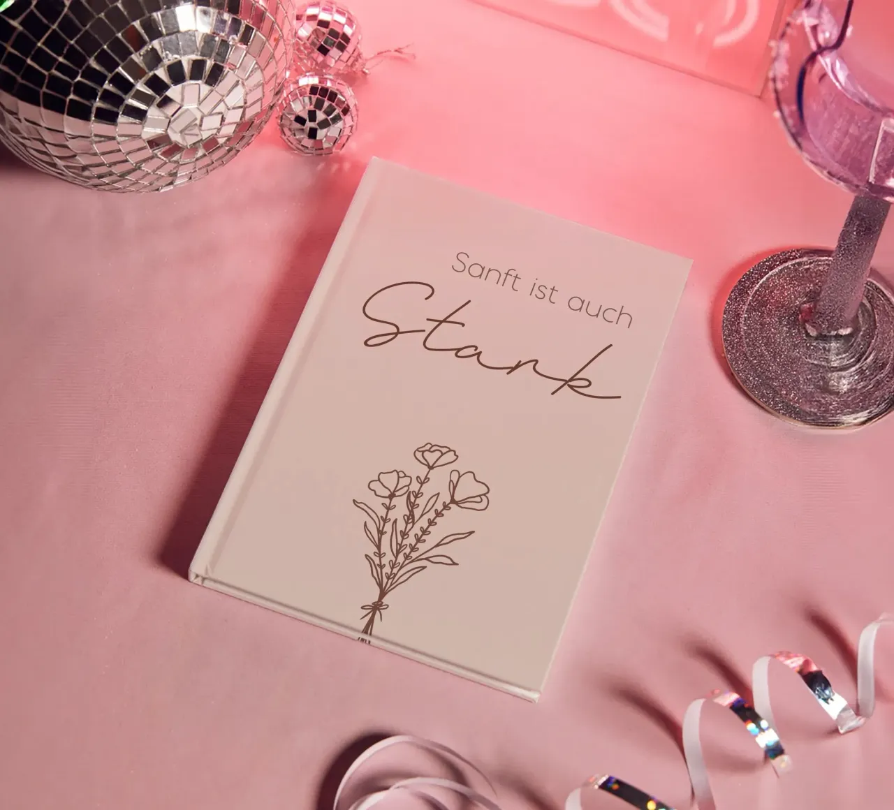 Minimal Boho Line Art - Sanft ist auch stark notebook by Spruch drauf!