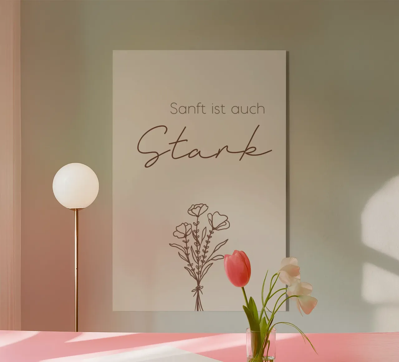 Minimal Boho Line Art - Sanft ist auch stark plexiglass da Spruch drauf!
