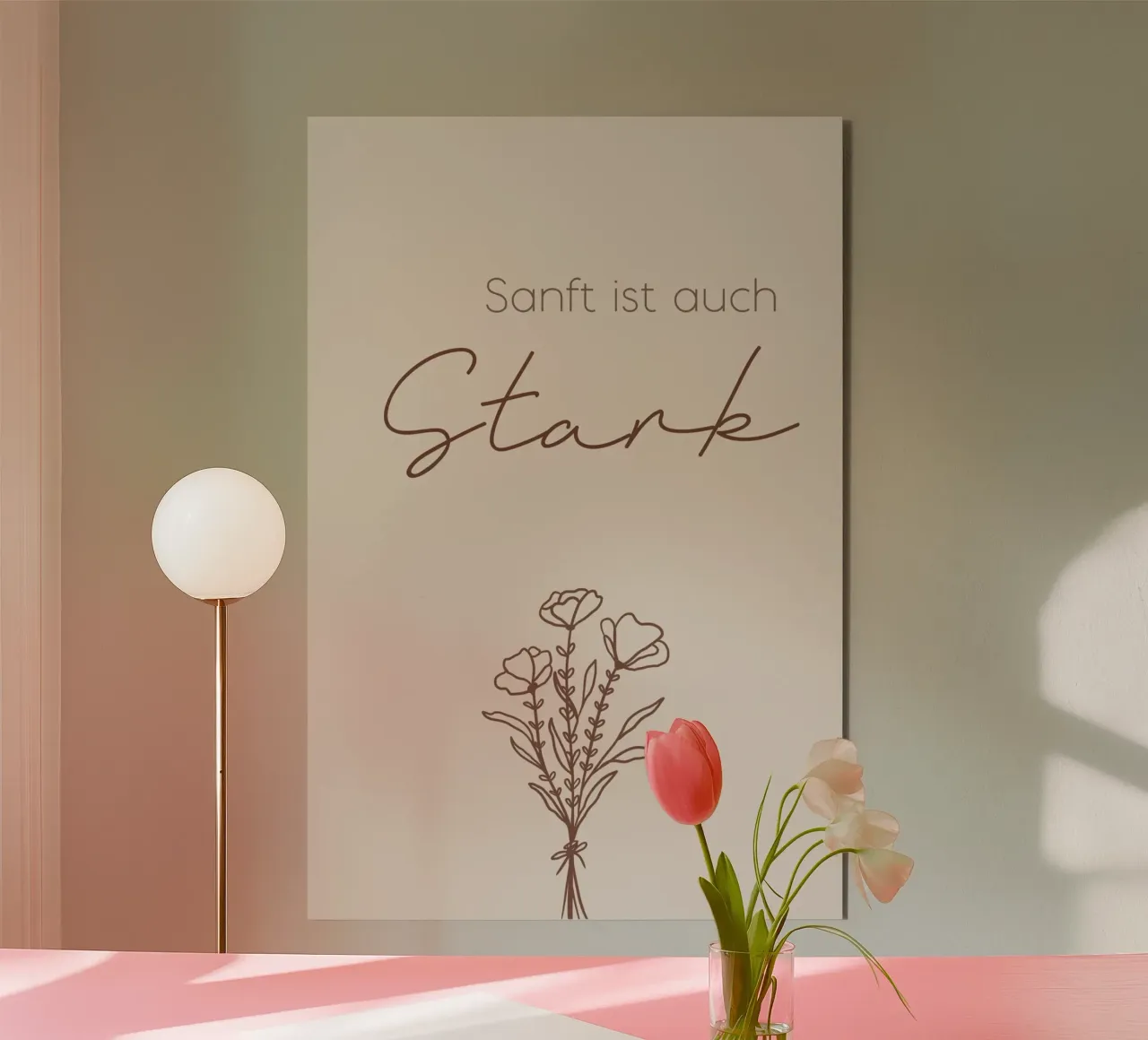 Minimal Boho Line Art - Sanft ist auch stark alluminio dibond da Spruch drauf!