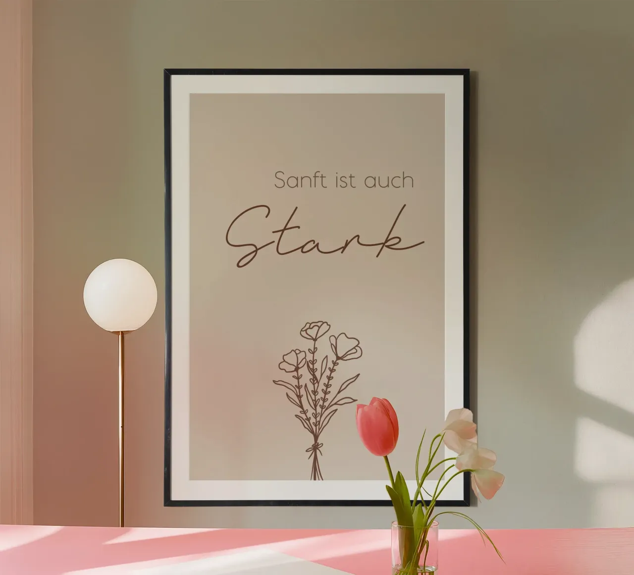 Minimal Boho Line Art - Sanft ist auch stark carta hahnemühle da Spruch drauf!