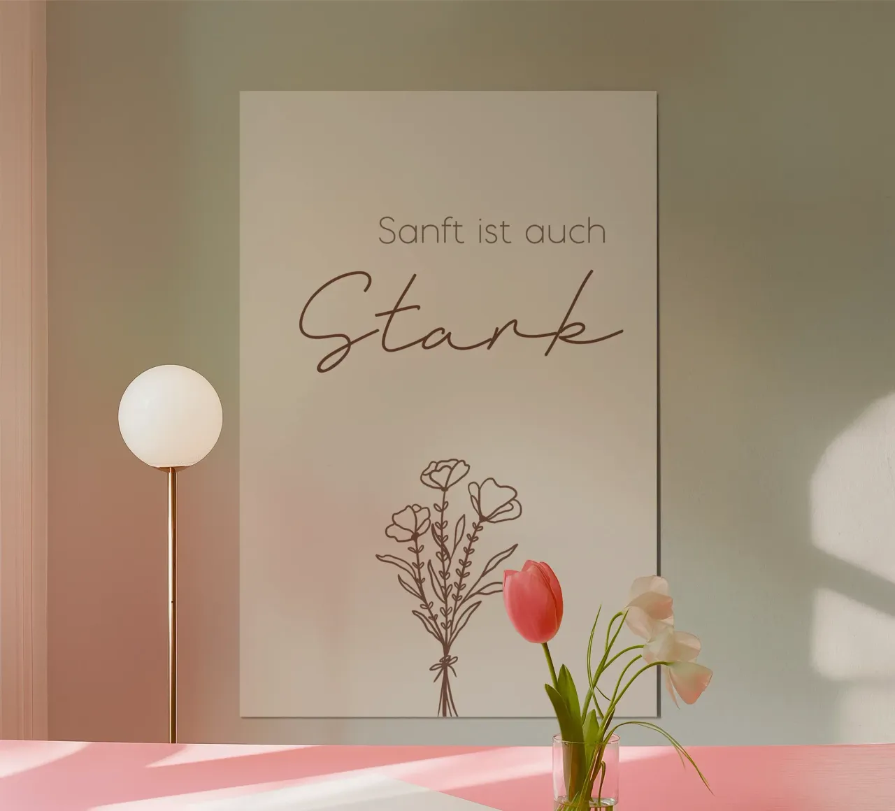 Minimal Boho Line Art - Sanft ist auch stark carta hahnemühle da Spruch drauf!