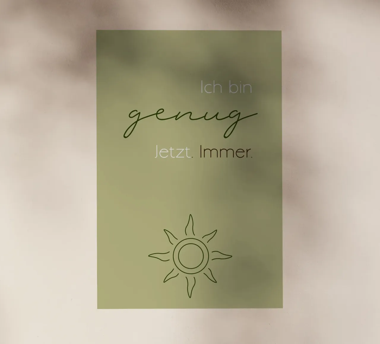 Ich bin genug - Minimal Boho Line Art pellicola backlit da Spruch drauf!