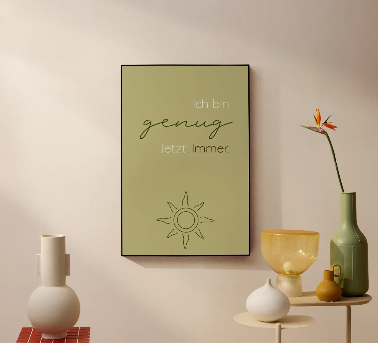 Ich bin genug - Minimal Boho Line Art plexiglass da Spruch drauf!