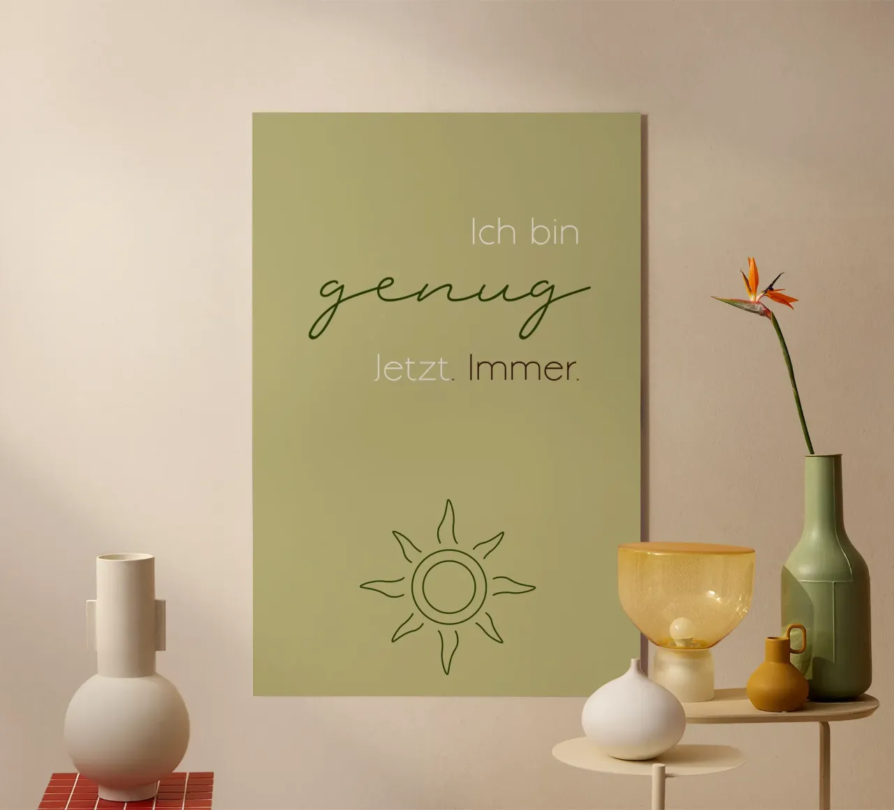 Ich bin genug - Minimal Boho Line Art plexiglass da Spruch drauf!