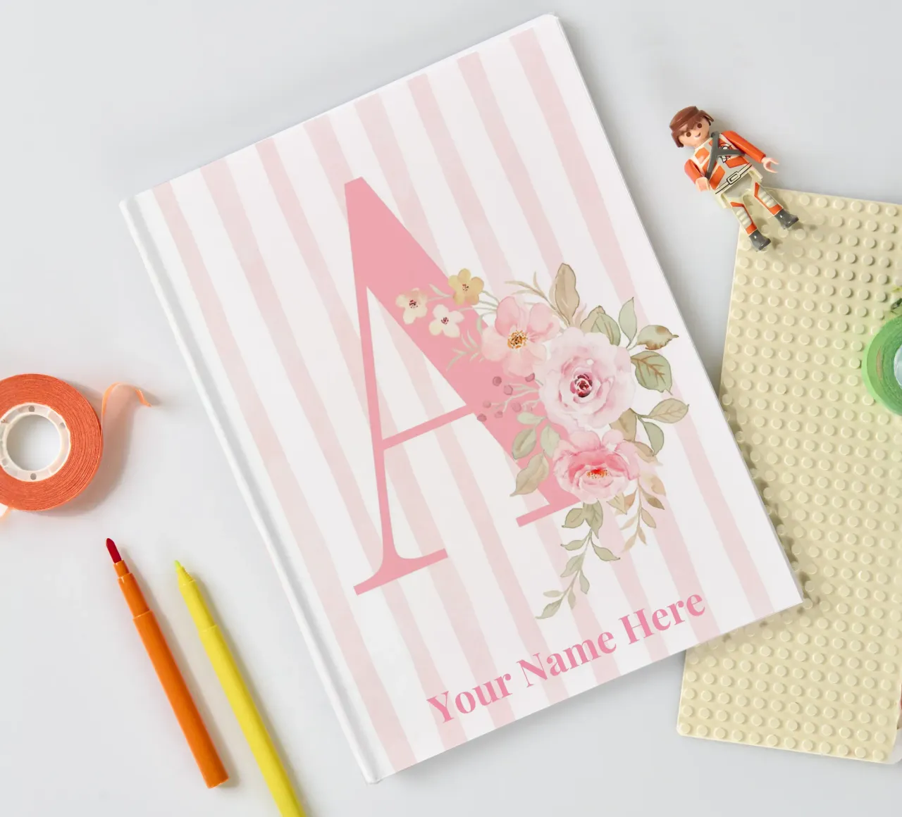 Letter A, Personalized Name Print, Personalized initial notebook by The Custom Letter
