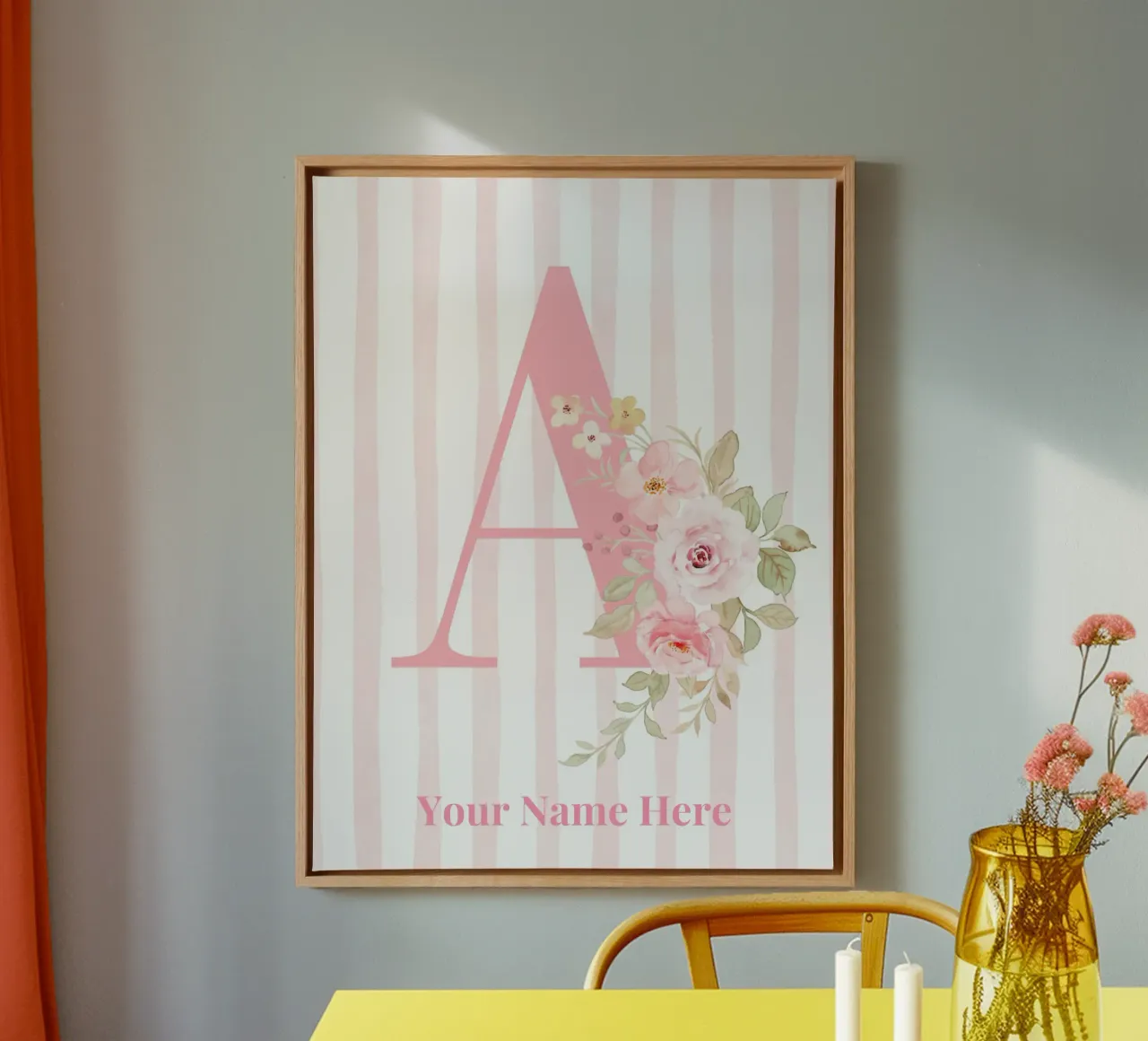 Letter A, Personalized Name Print, Personalized initial canvas by The Custom Letter