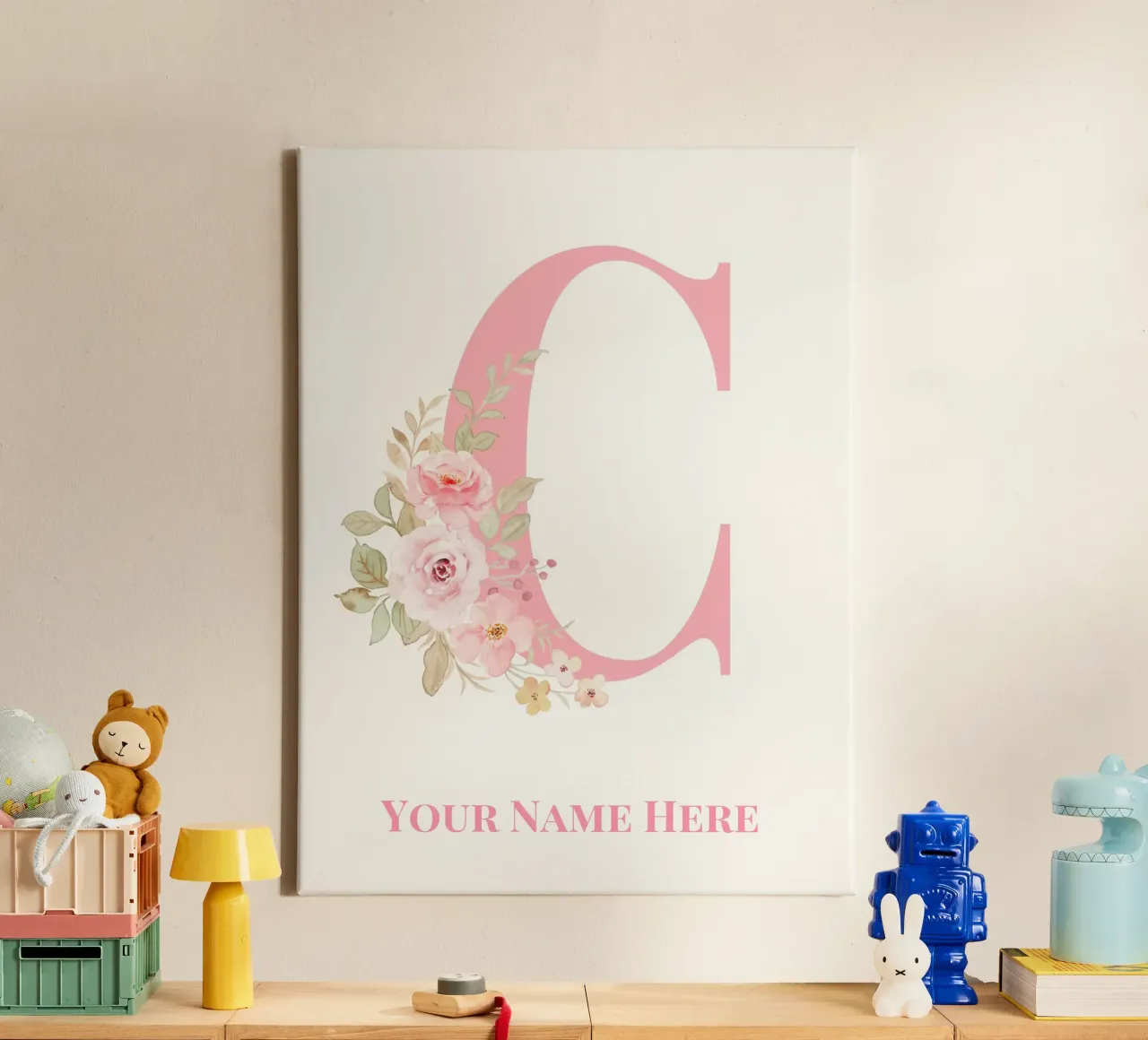 Letter C, Personalized Name Print, Personalized initial canvas by The Custom Letter