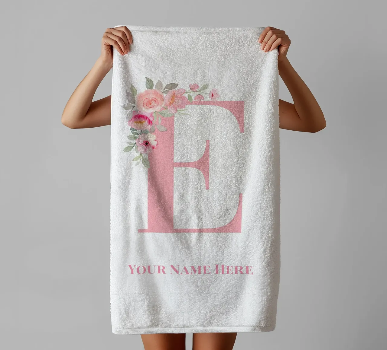 Letter E, Personalized Name Print, Personalized initial towel by The Custom Letter
