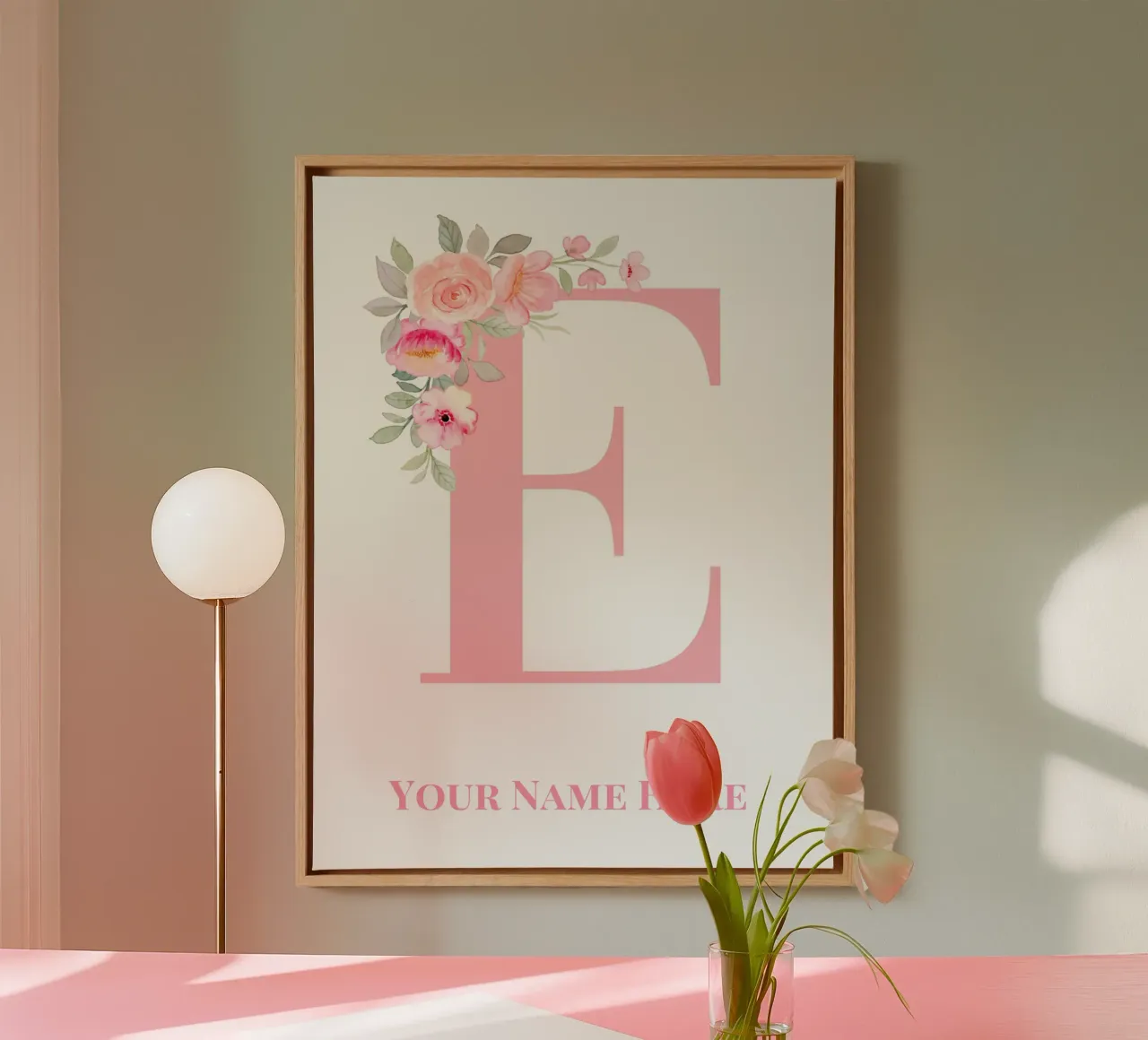 Letter E, Personalized Name Print, Personalized initial canvas by The Custom Letter