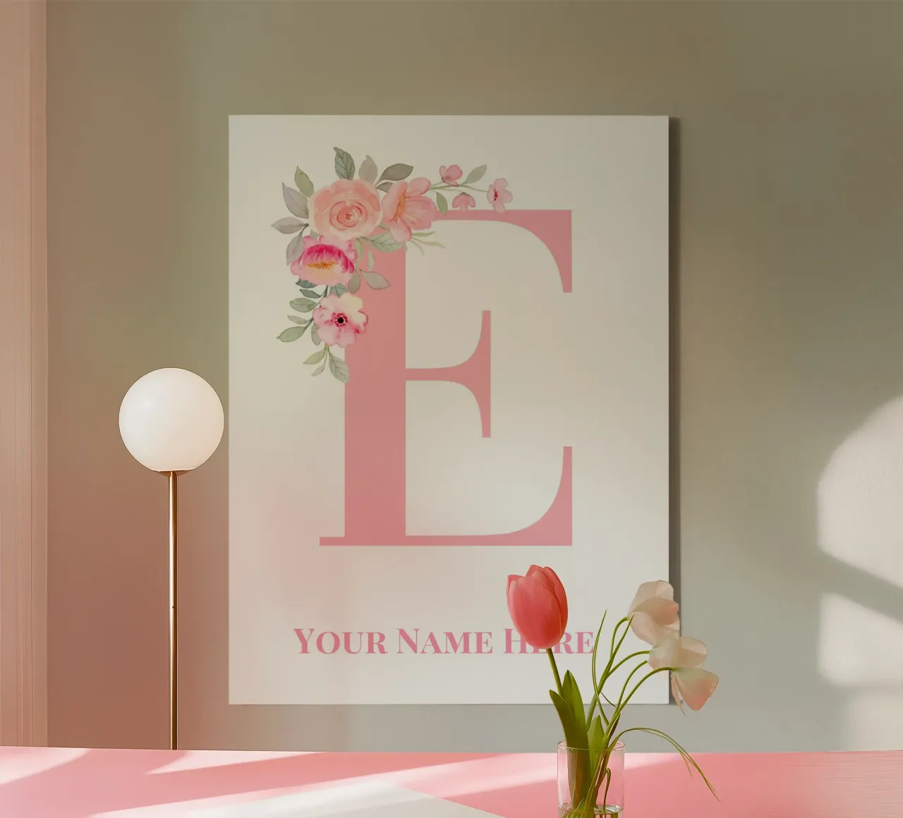Letter E, Personalized Name Print, Personalized initial canvas by The Custom Letter