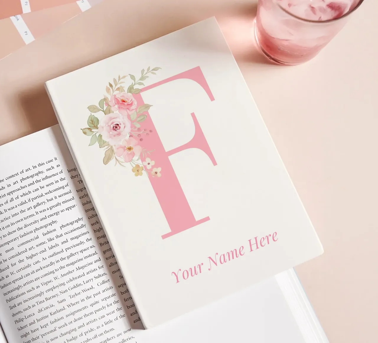 Letter F, Personalized Name Print, Personalized initial notebook by The Custom Letter