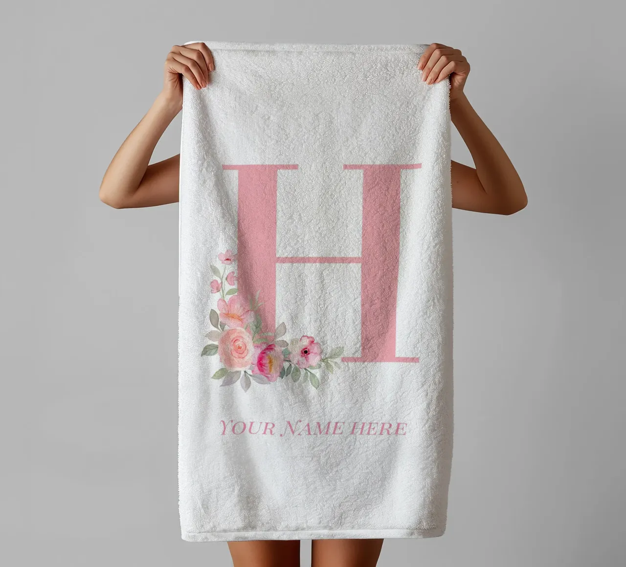 Letter H, Personalized Name Print, Personalized initial towel by The Custom Letter