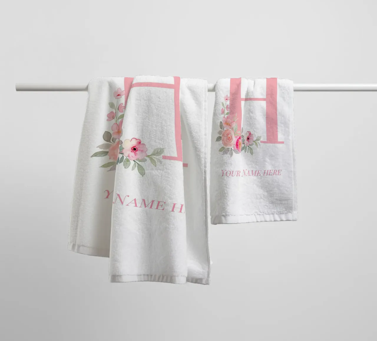 Letter H, Personalized Name Print, Personalized initial towel by The Custom Letter