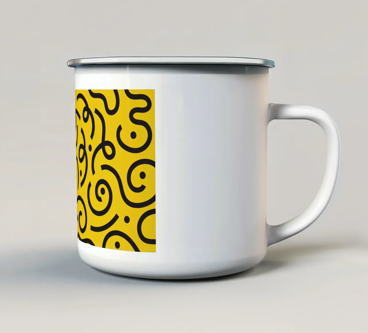 Linea swirl giallo tazza in smalto da Studio Fun Boy
