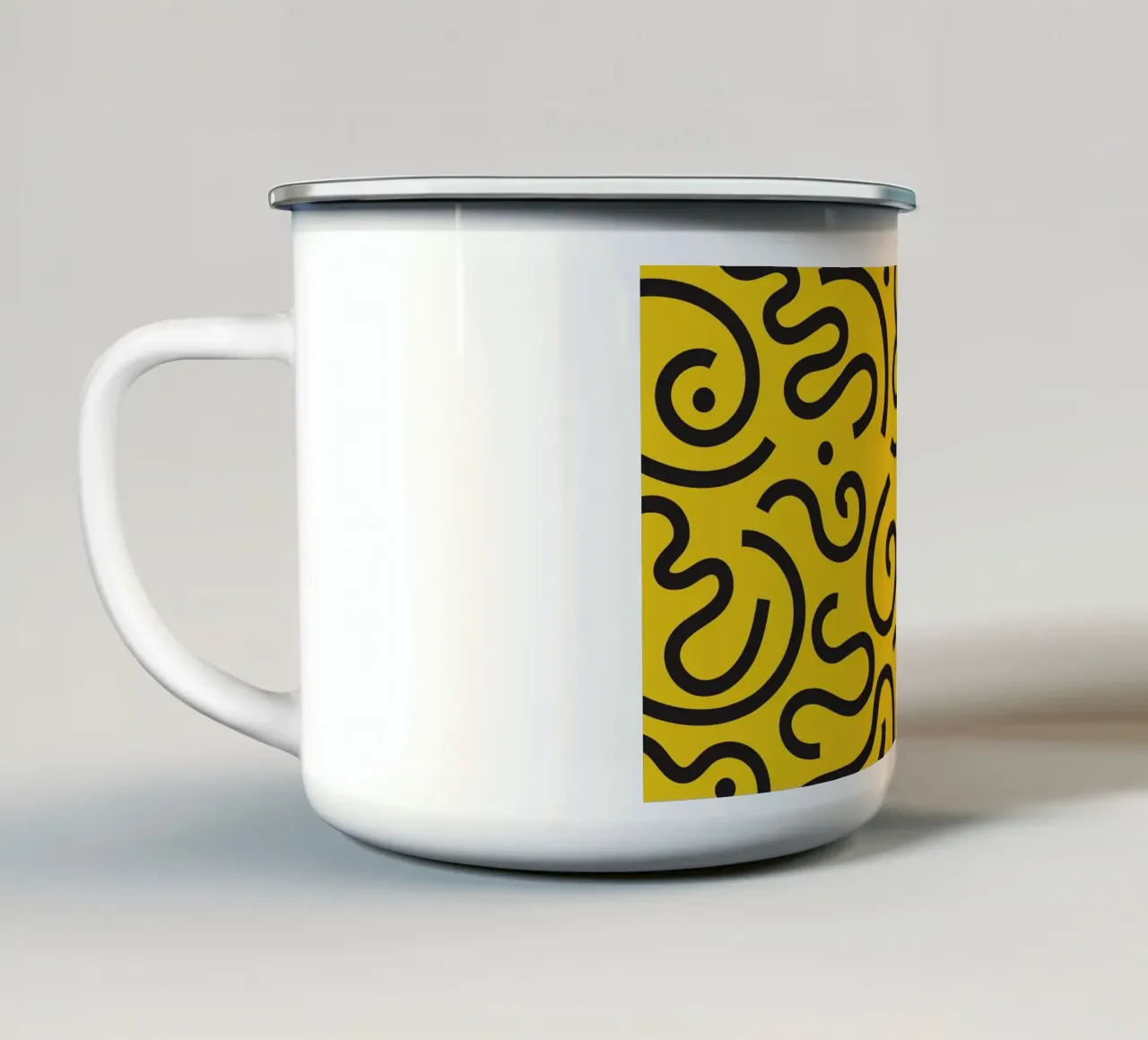Linea swirl giallo tazza in smalto da Studio Fun Boy