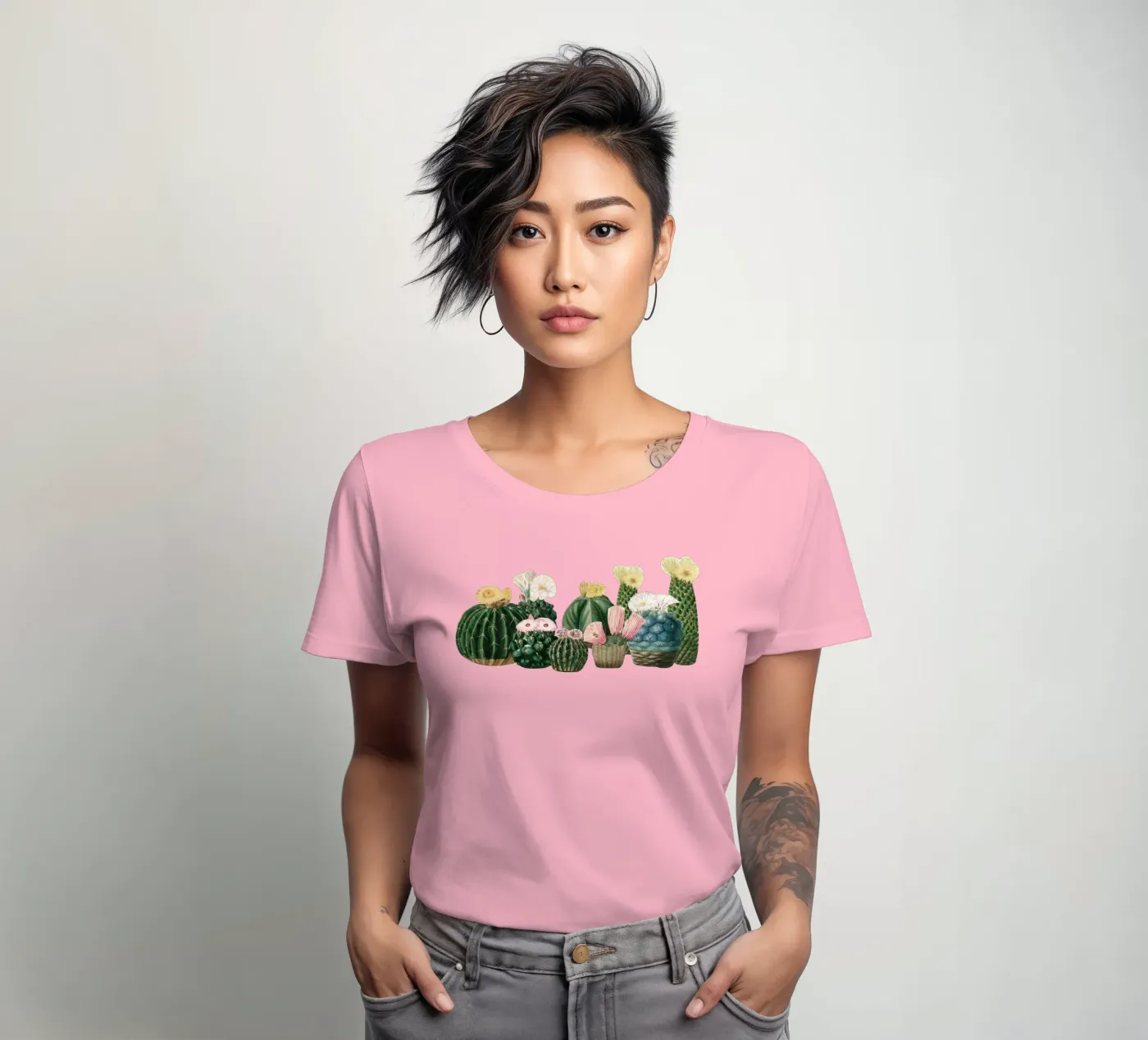 Cactustuin dames t-shirt getailleerd van Cassia Beck Collage