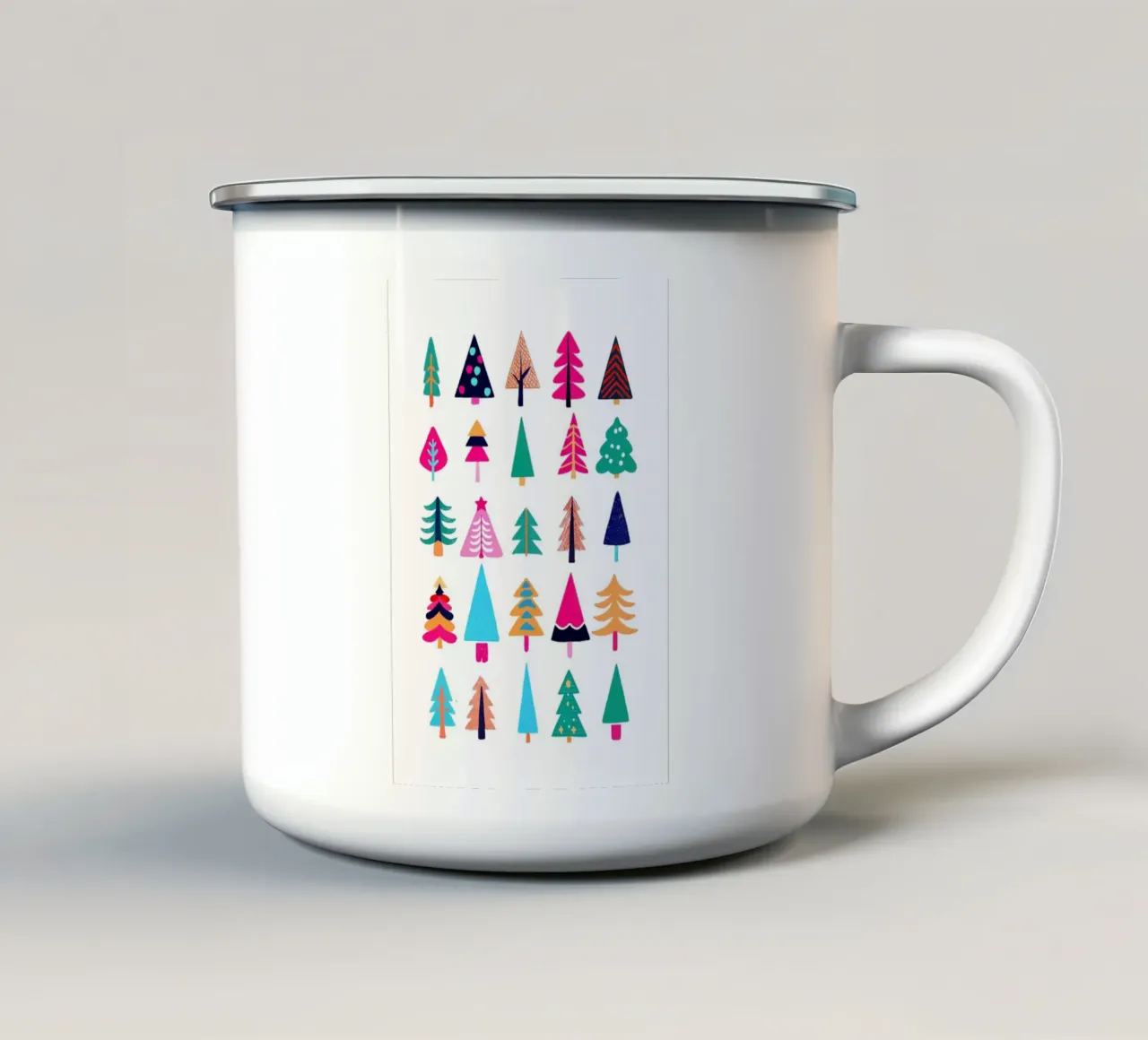 Alberi colorati - Natale luminoso tazza in smalto da ChristmasMooodz