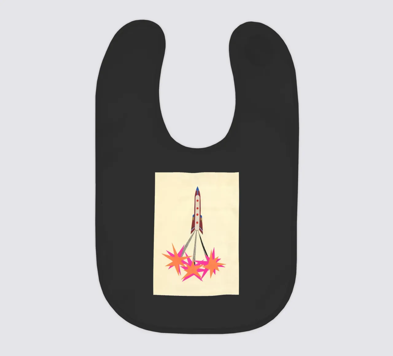 Rocket baby bib by Cassia Beck Collage