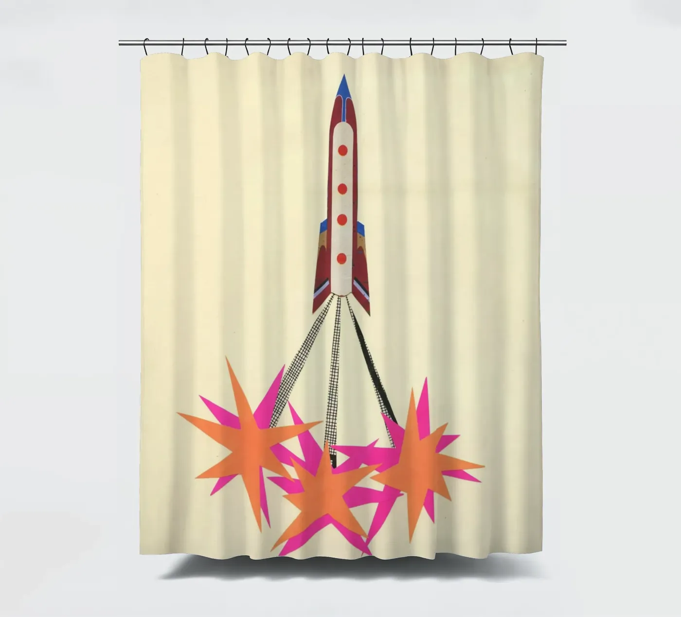 Rakete Duschvorhang von Cassia Beck Collage