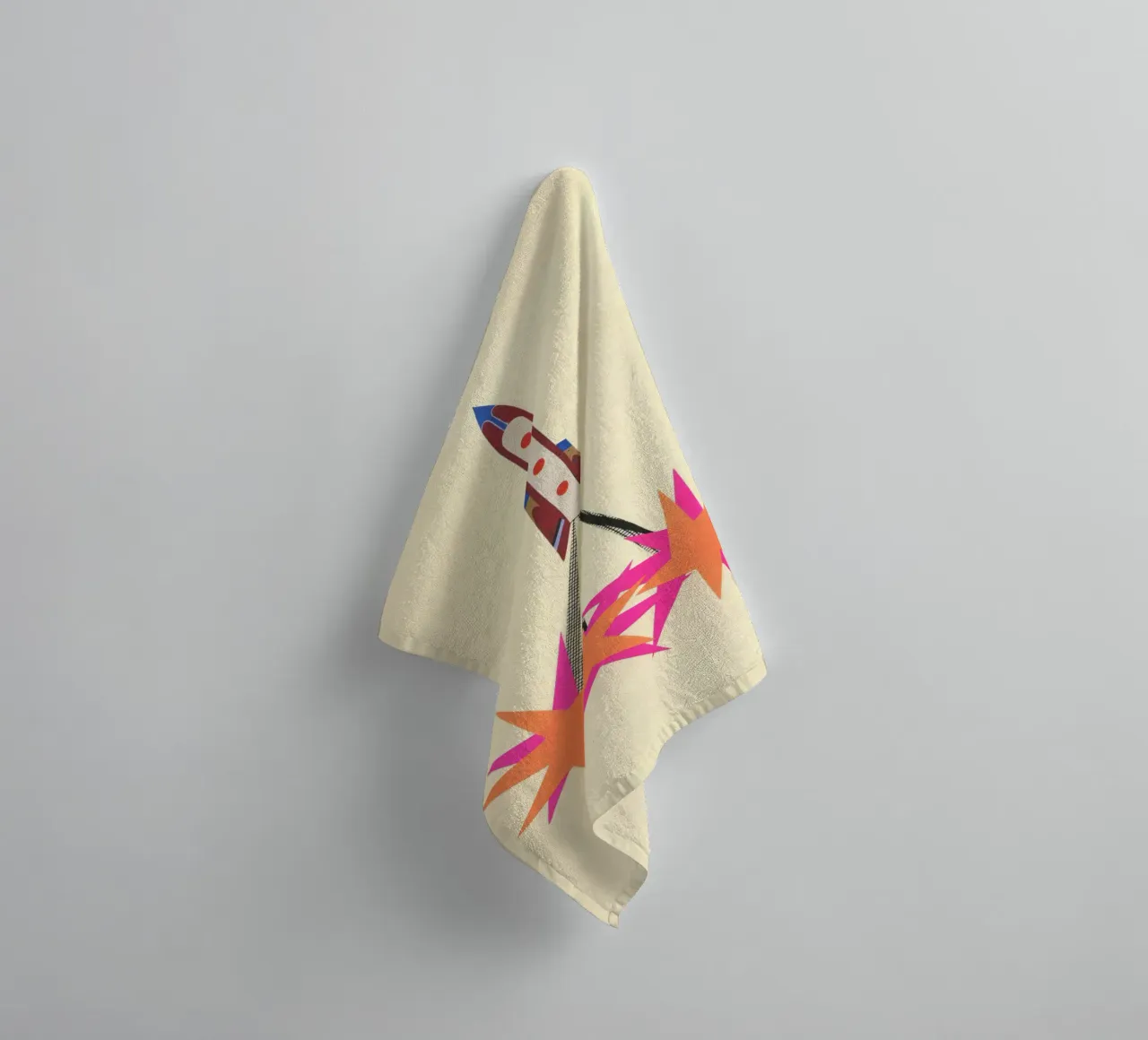 Rocket towel by Cassia Beck Collage