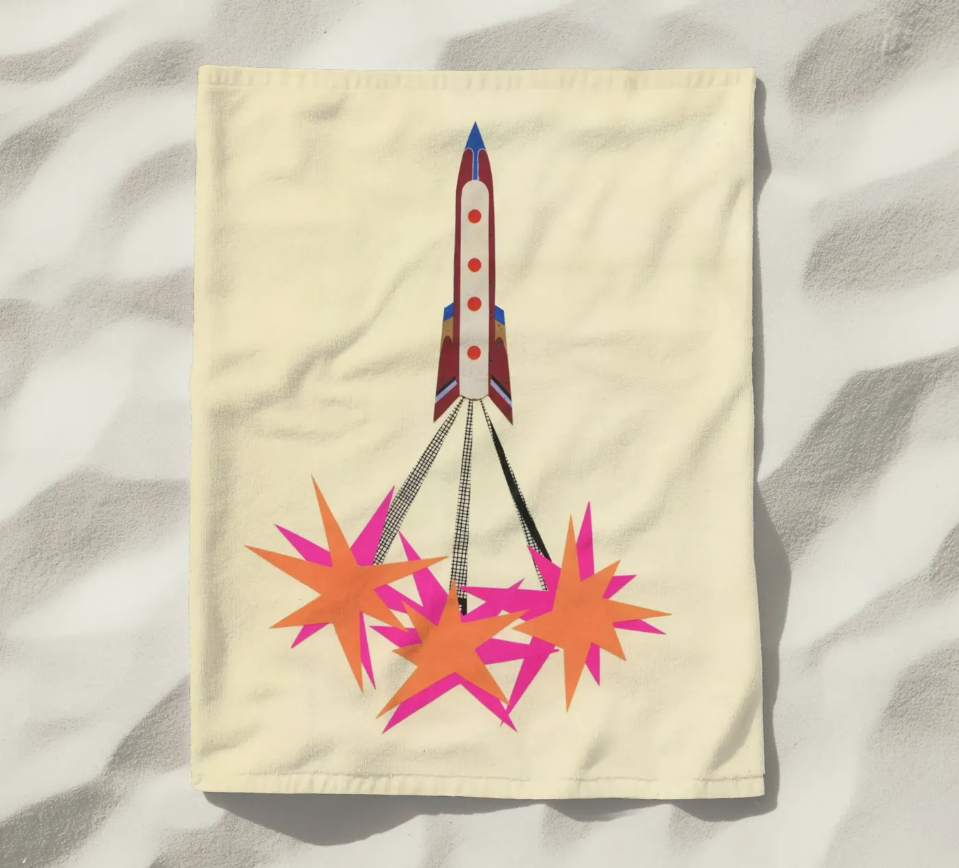 Rocket beach towel by Cassia Beck Collage