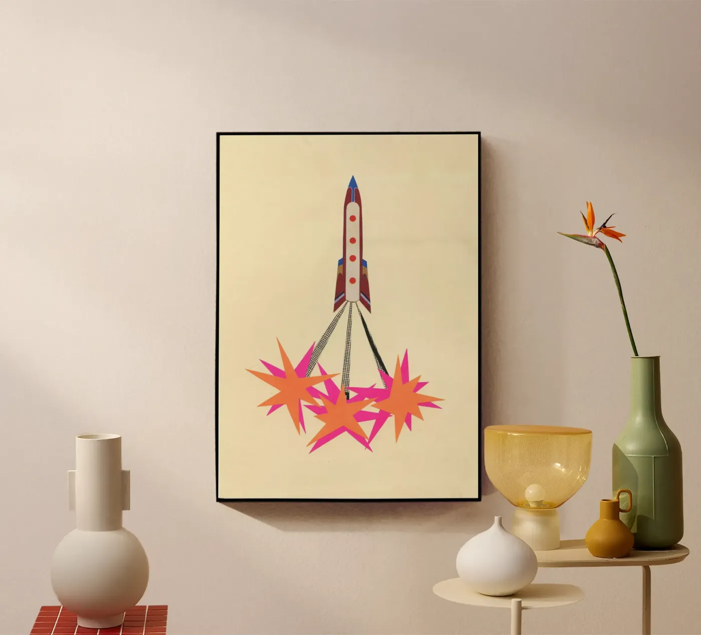 Rocket acrylic glass by Cassia Beck Collage