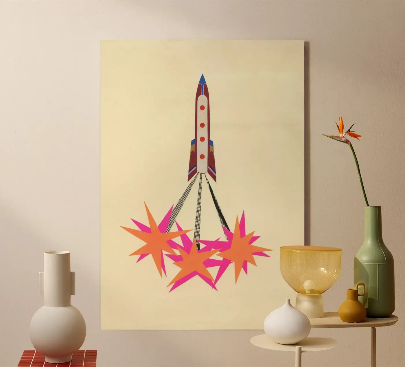 Rocket acrylic glass by Cassia Beck Collage