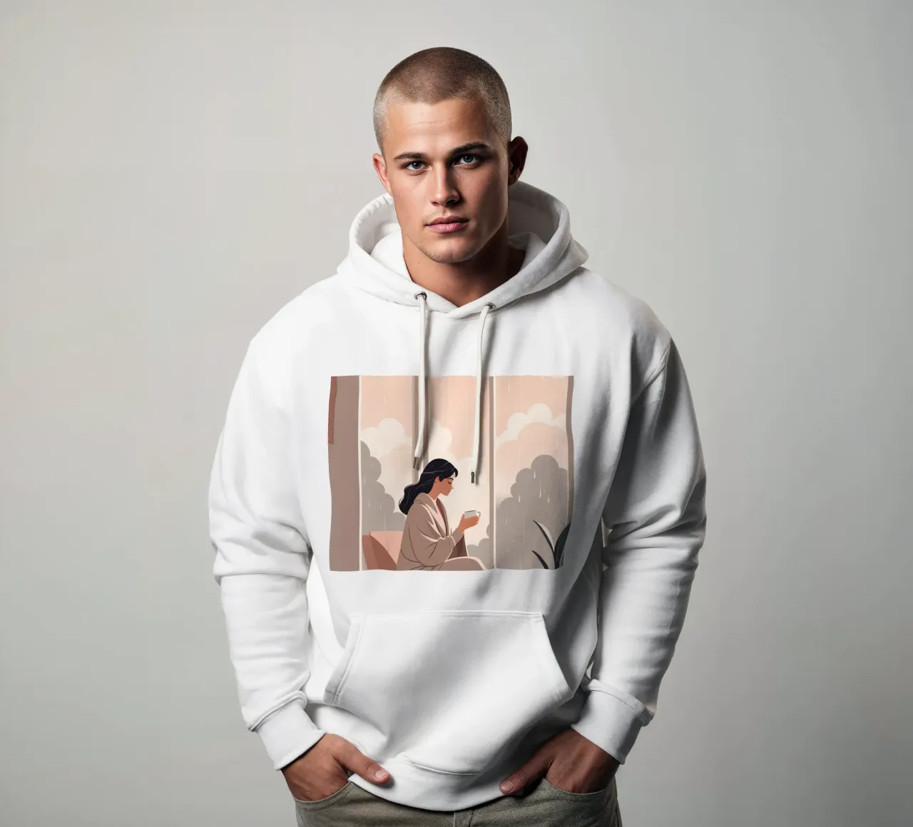 Mattina di pioggia felpa con cappuccio da Maison Solis