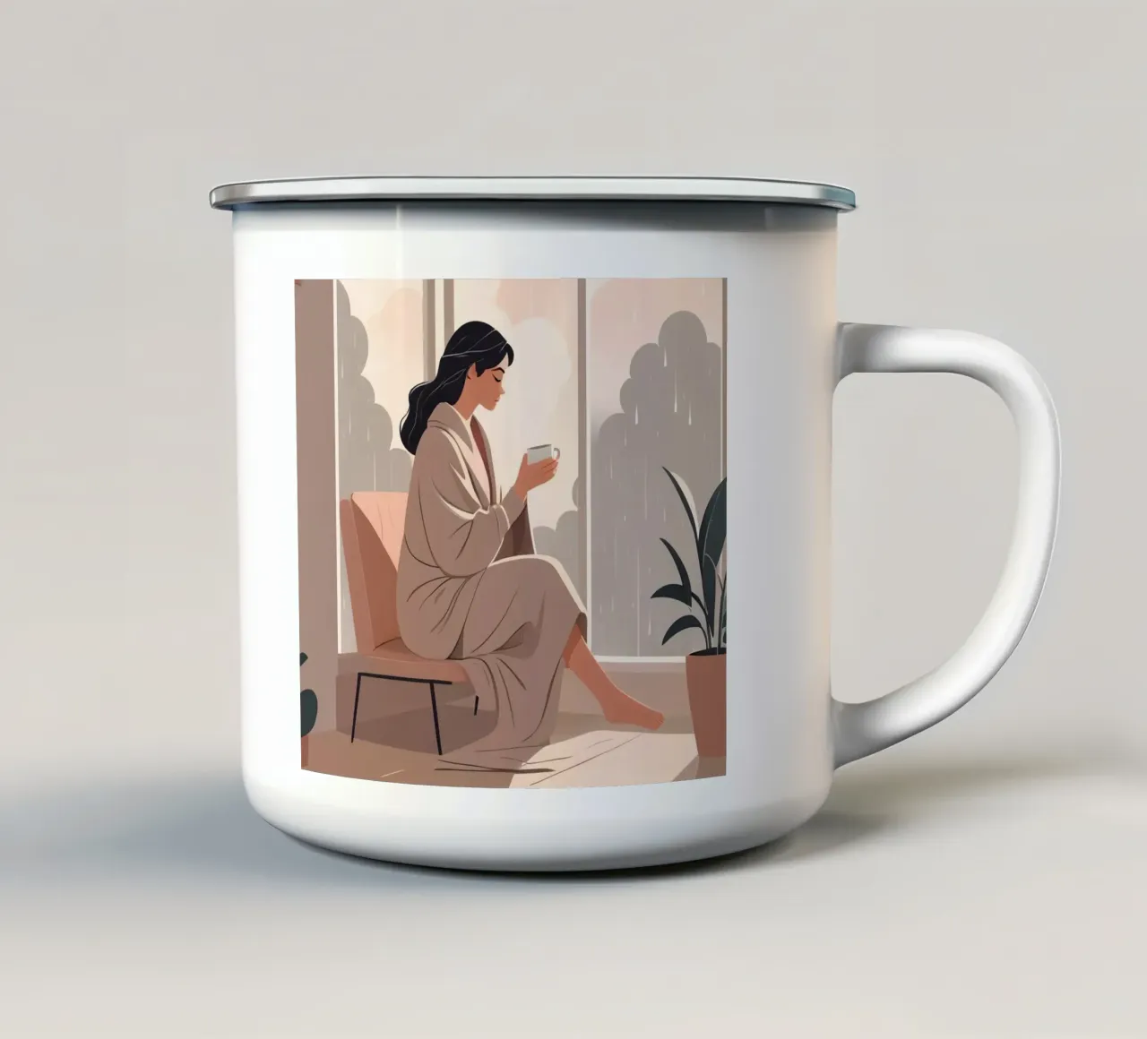 Mattina di pioggia tazza in smalto da Maison Solis