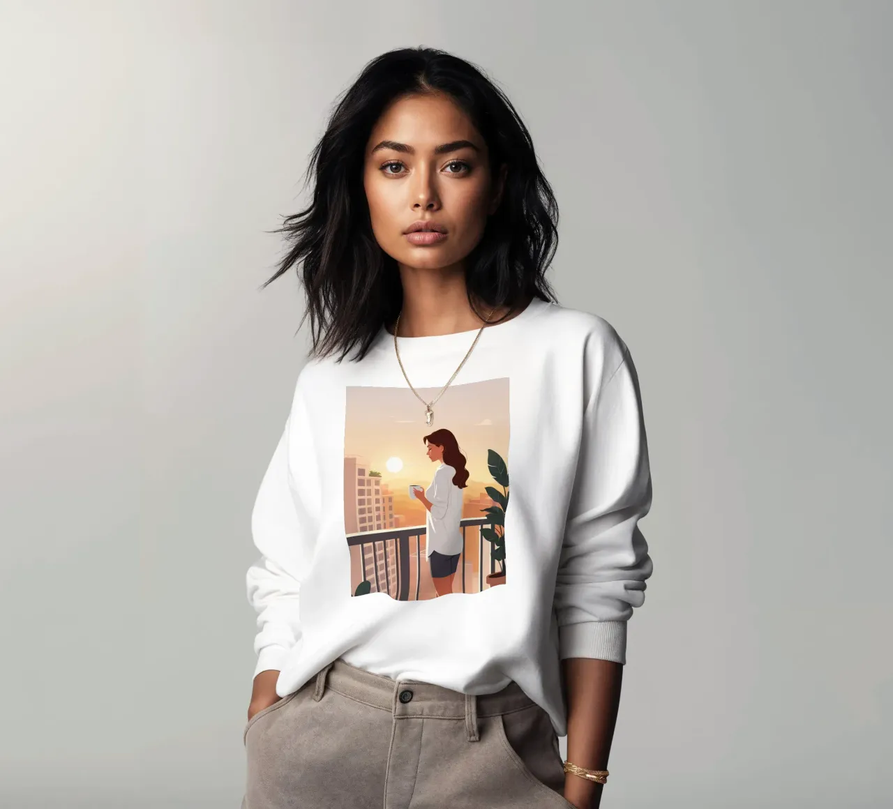 Alba dal balcone felpa da Maison Solis