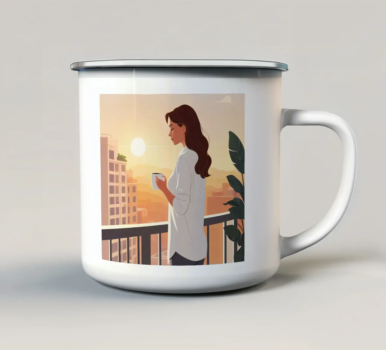 Alba dal balcone tazza in smalto da Maison Solis