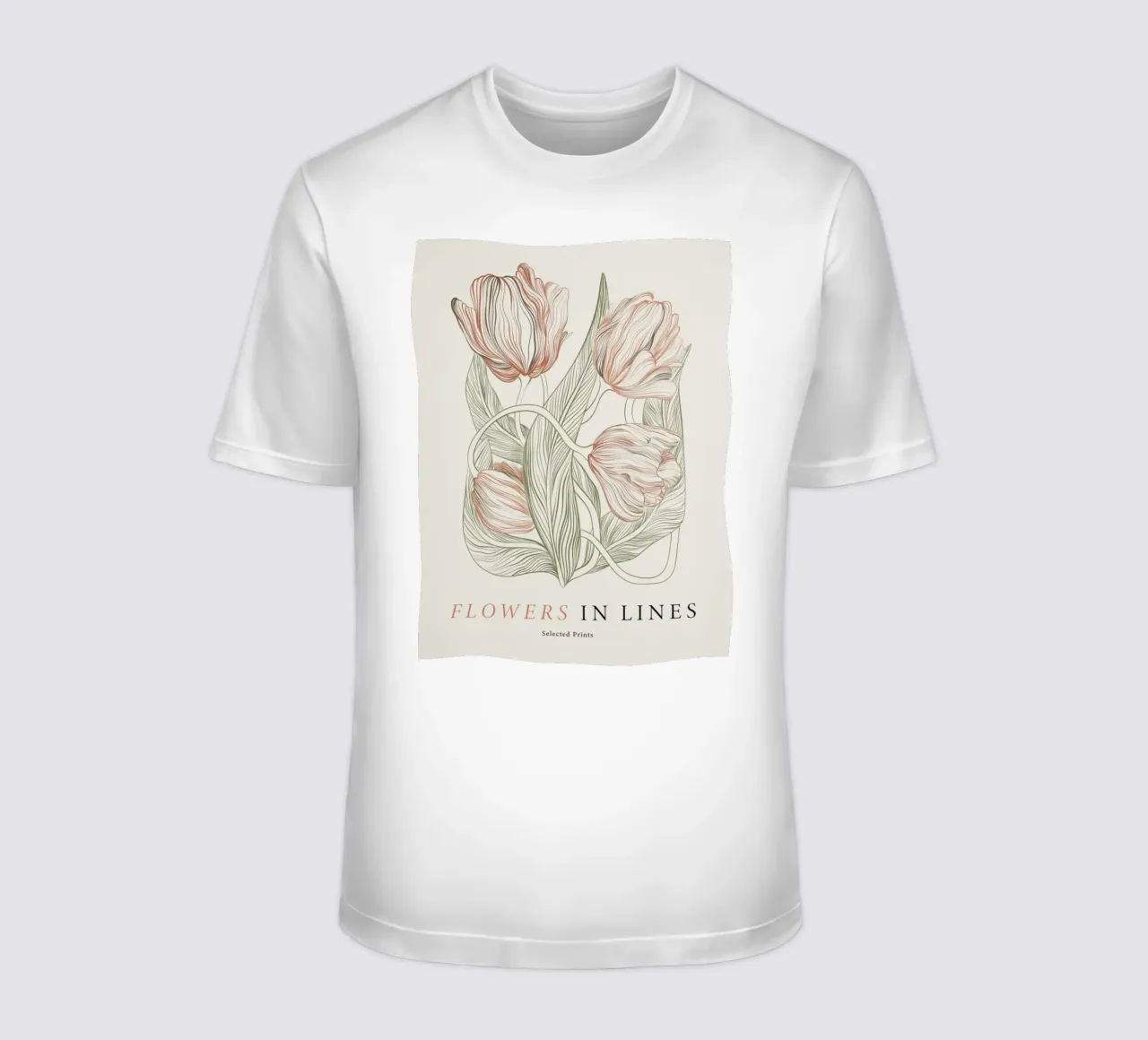 Bloemen in lijnen nr. 2 t-shirt van Mia Moore